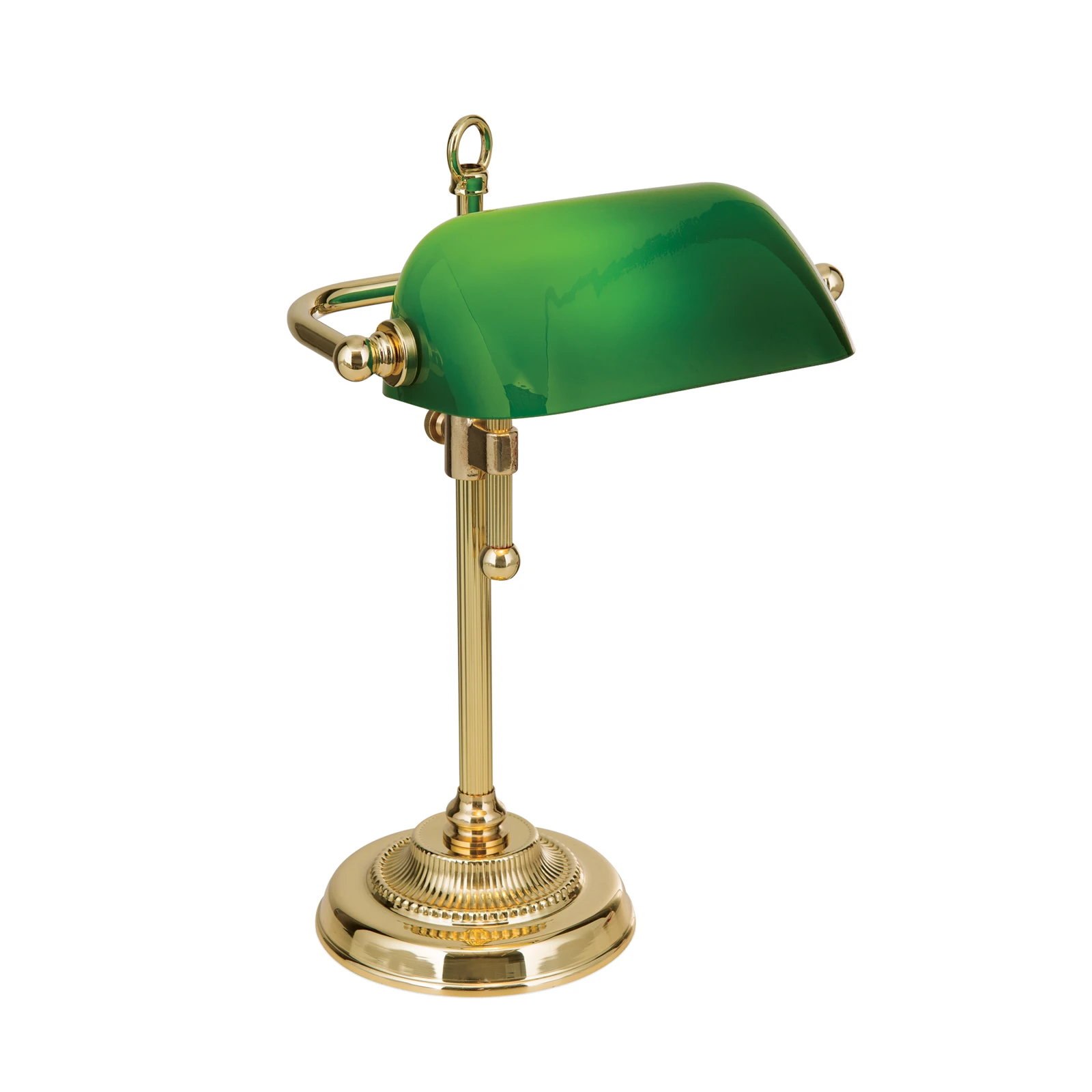 Bankera lampa Harvard, misiņa/zaļa, augstums 32 cm