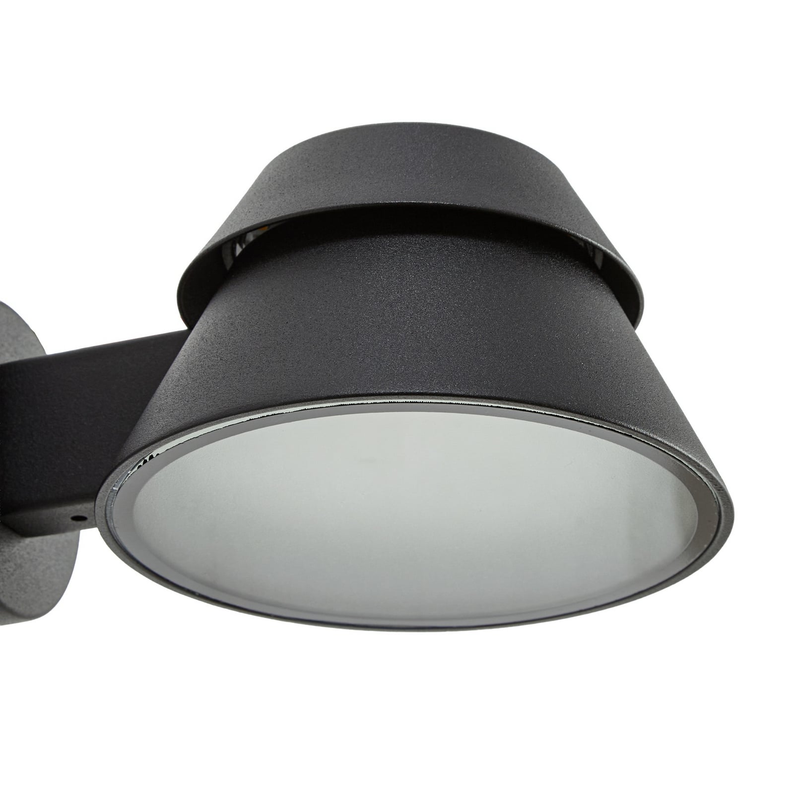 Moena LED-utomhusvägglampa, IP44, aluminium, glas, svart – Lucande