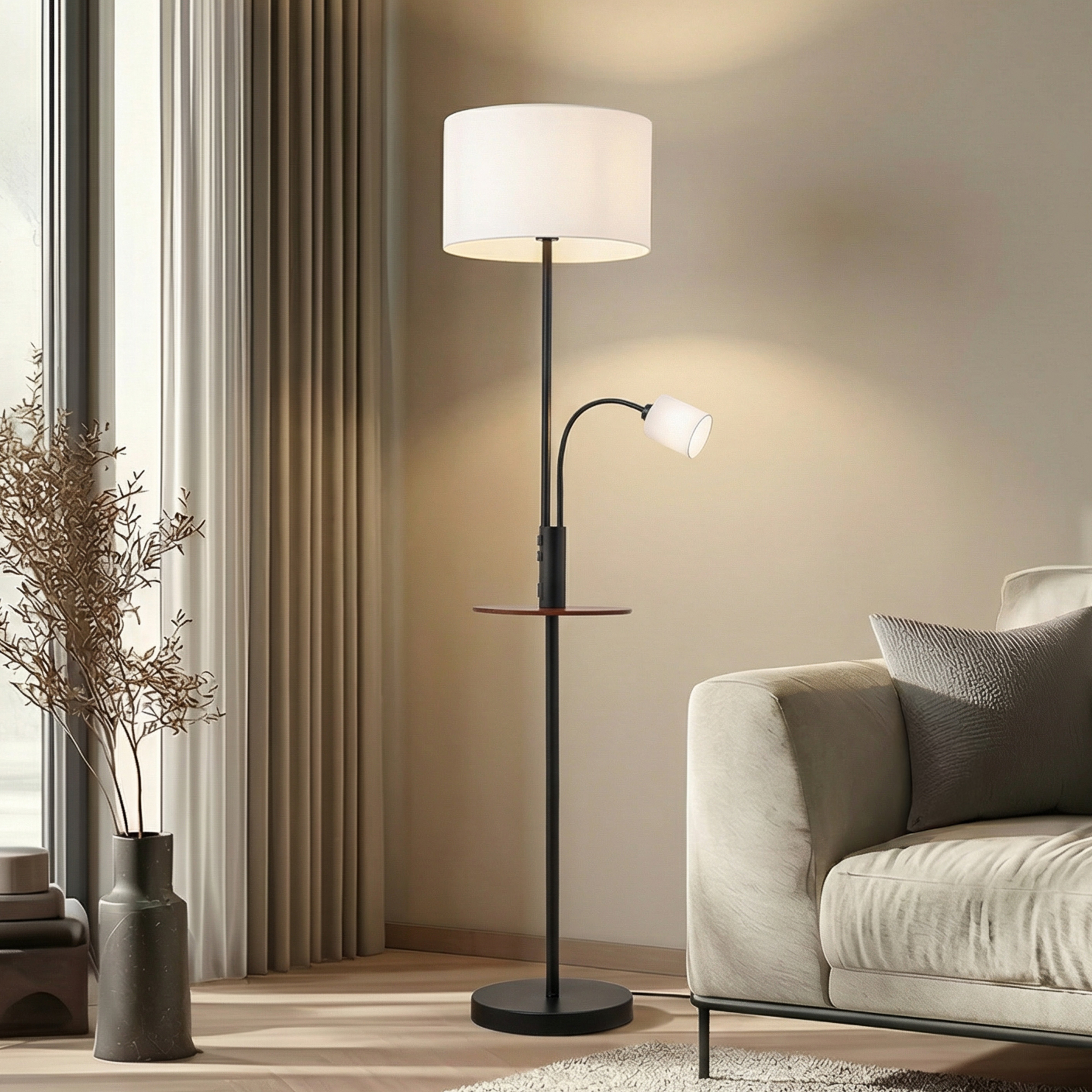 Aovan Stehleuchte USB Black - Lindby