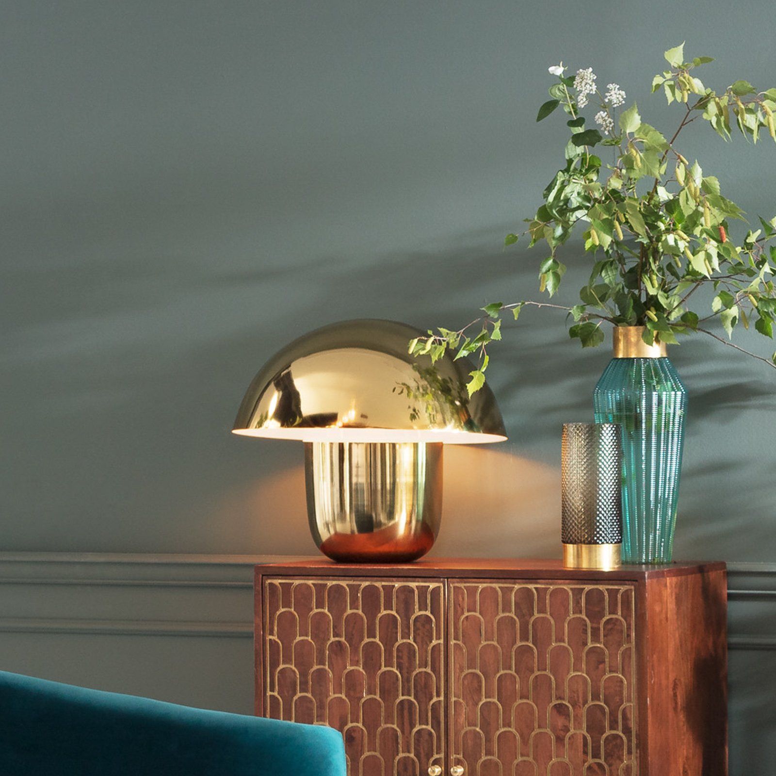 KARE Mushroom - lámpara de mesa en forma seta, oro