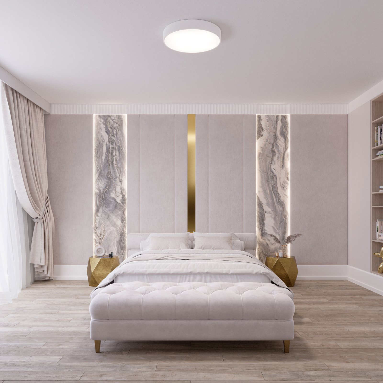 Deckenleuchte Cleo, Ø 50 cm, IP54, weiß, Metall, E27