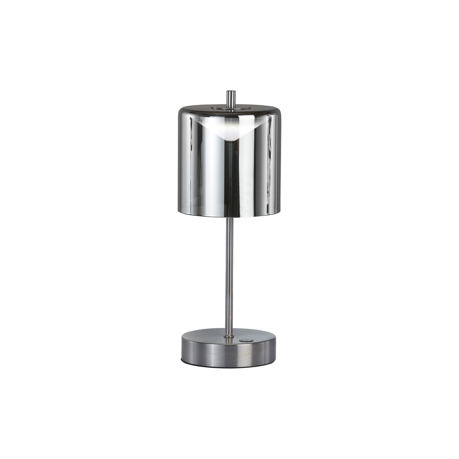 LED-Akku-Tischlampe Riva, nickel/rauch Höhe 34,5cm