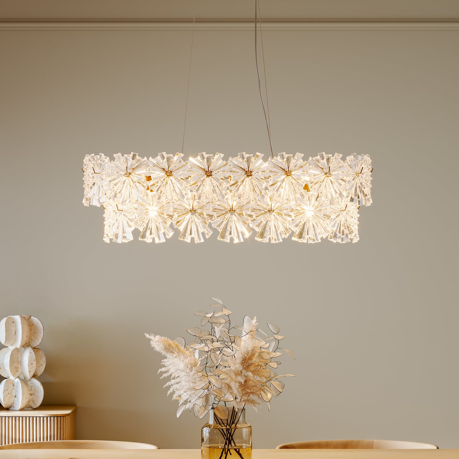 Lorraine pendant light, brass/clear, metal/acrylic, length 75 cm, E14 – By Lorraine pendant light, brass/clear, metal/acrylic, length 75 cm, E14 – By
