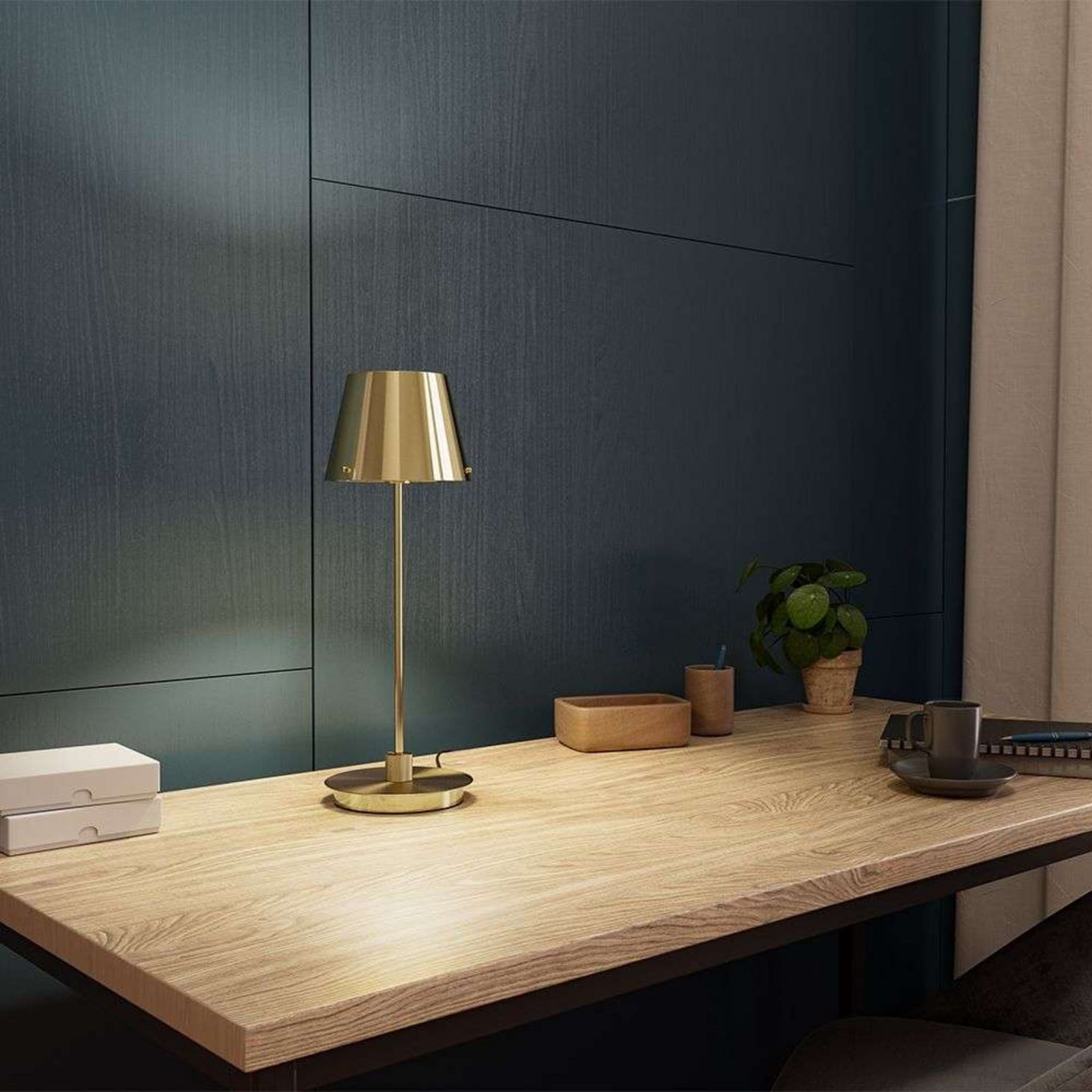 Gil il Grande Tischleuchte Satin Brass/Satin Brass Herstal - Wohnzimmer - Metall