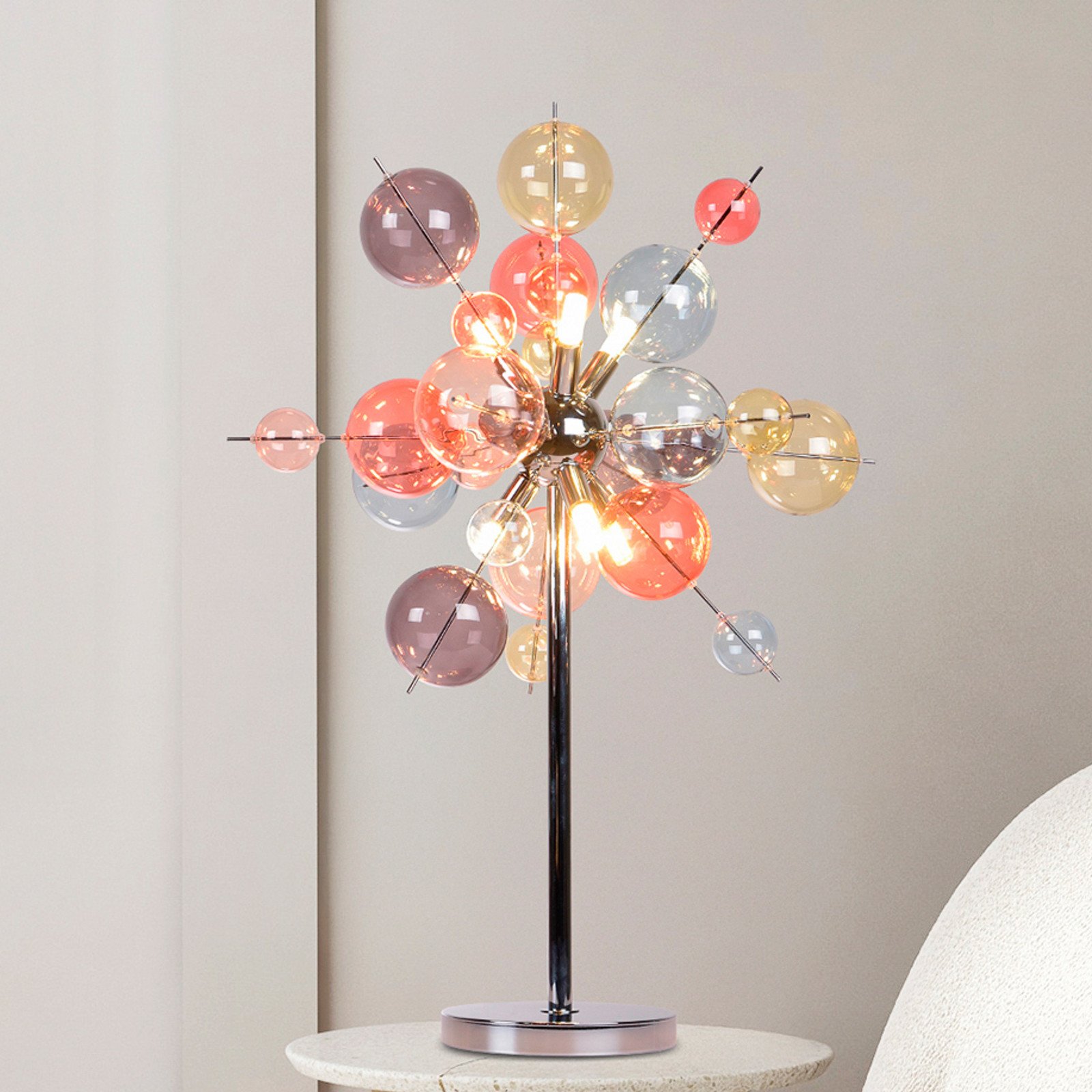 Näve Lampa de masă Explosion sticlă culori pastelate crom G9 - Camera de zi / sufragerie - pastelat-colorat. crom