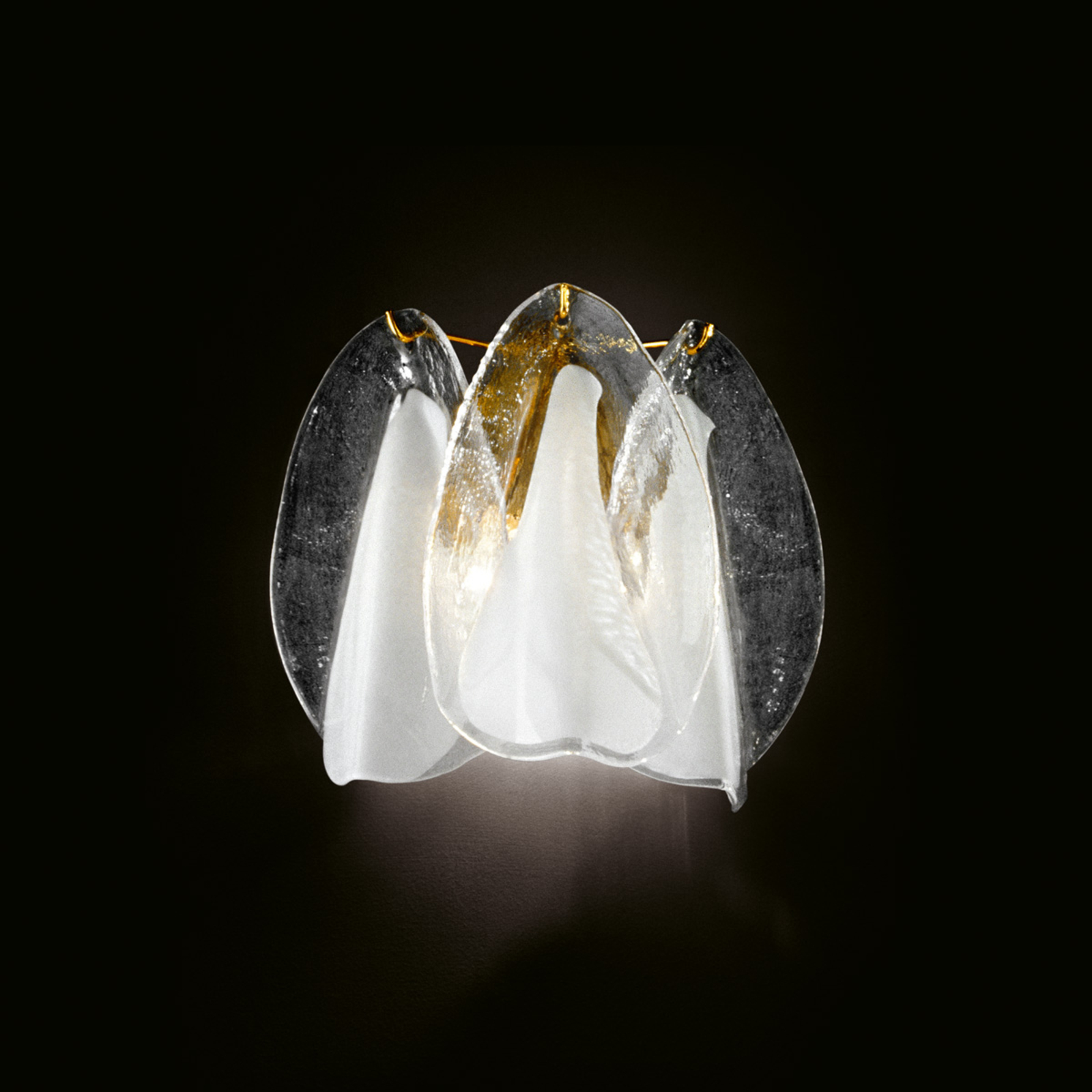 Glazen wandlamp Rondini met 24 karaats goud