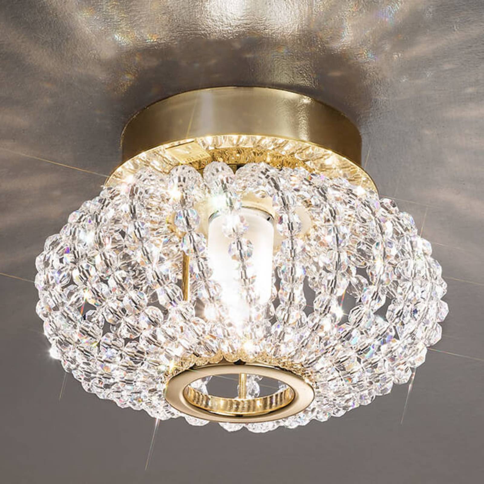 Plafondlamp CARLA, kristal met goud