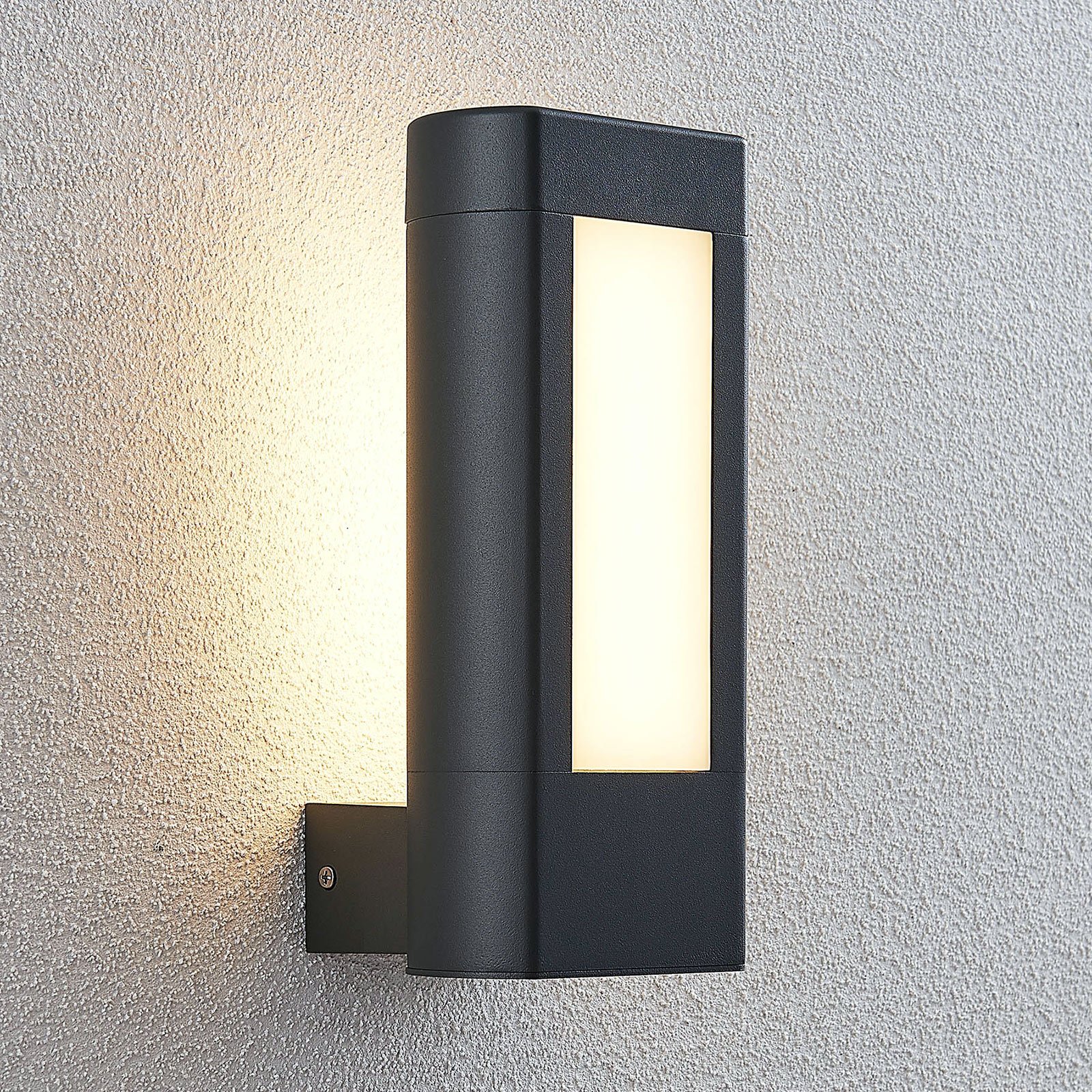 Mhairi LED outdoor wall lamp, angular, Lampenwelt.com, die-cast aluminium, acrylic, 4.5 W, energy efficiency: A+, W: 11 cm, H: 25 cm