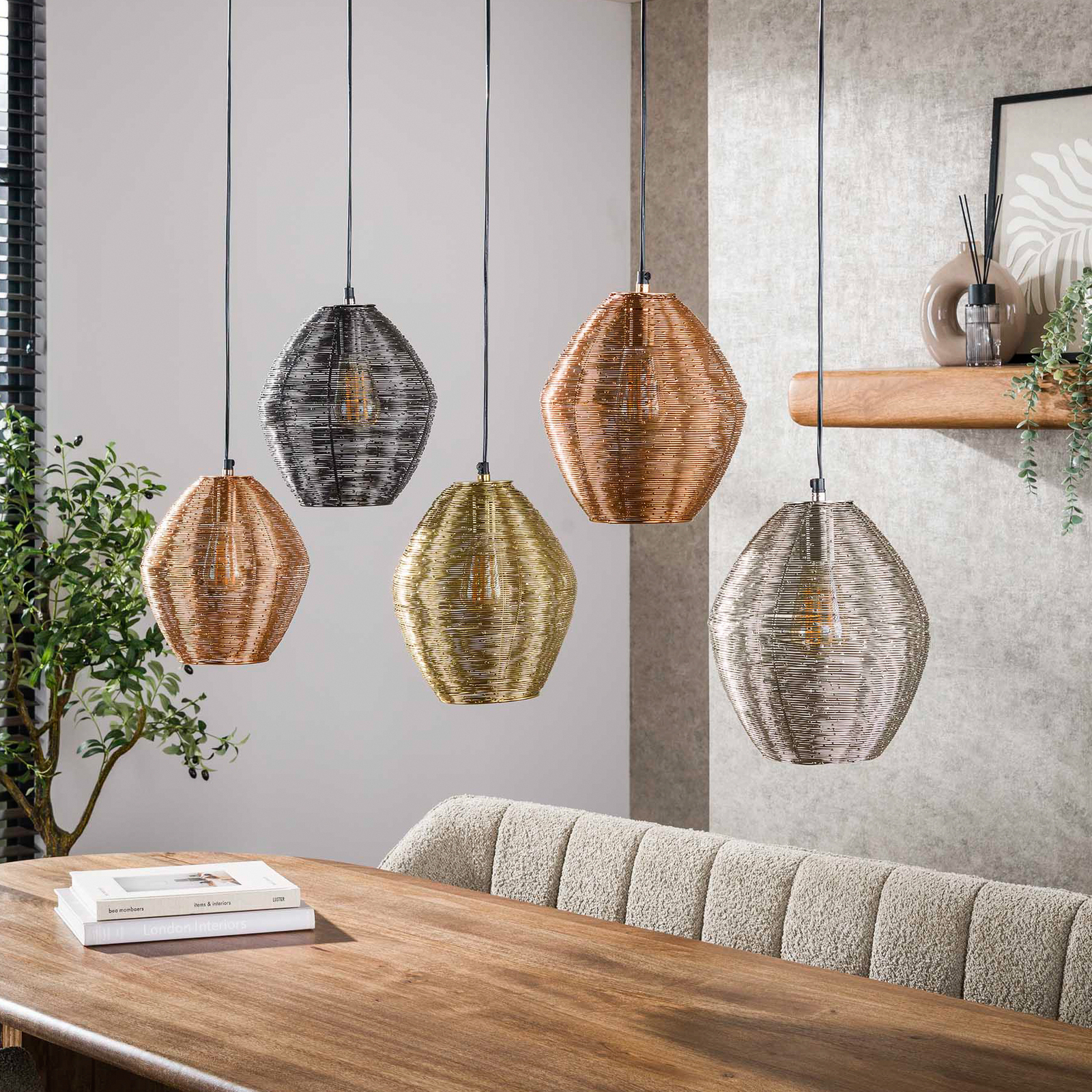 Hängeleuchte Spoelamp, multicolor, Metall, 5-flammig, E27