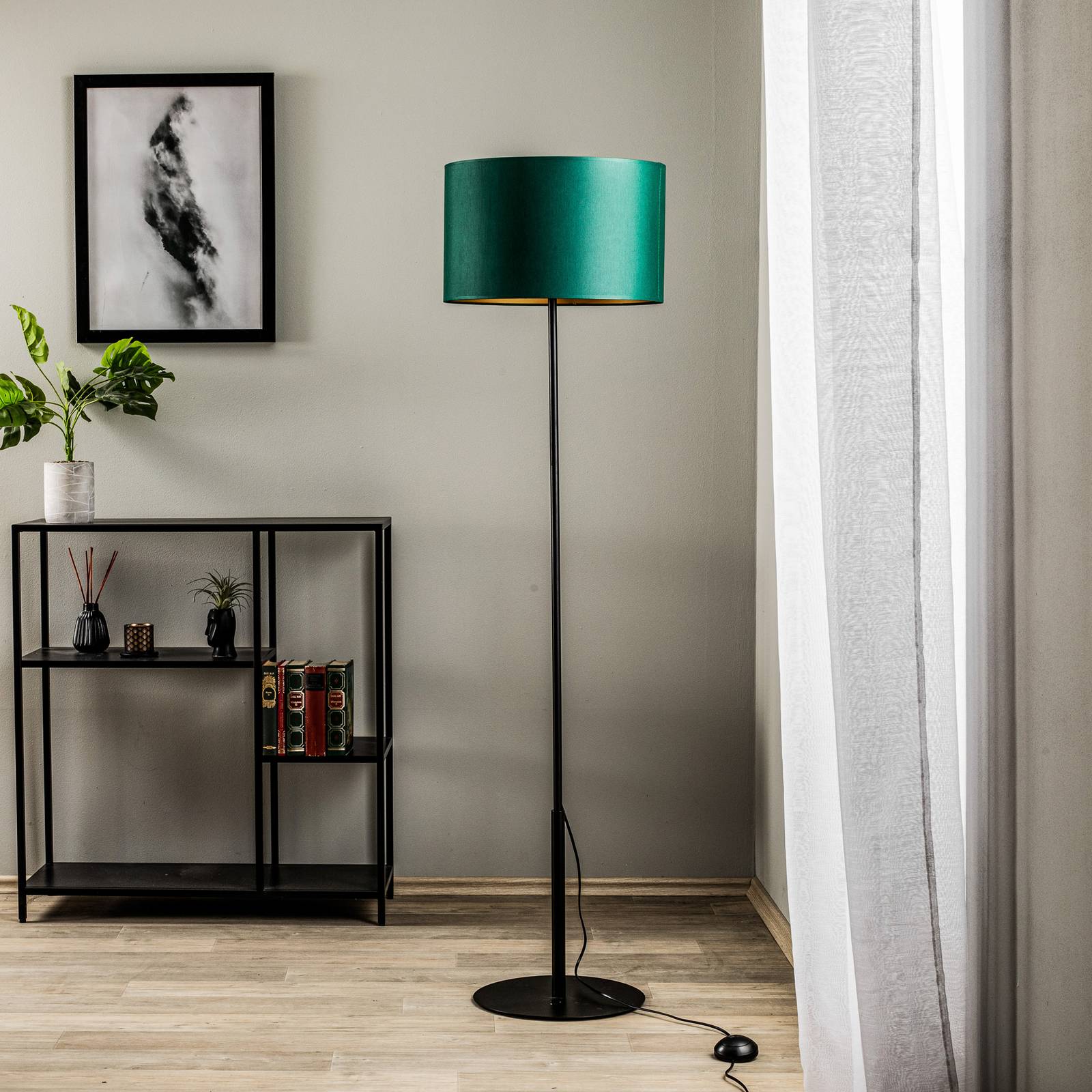 Lampa stojąca Soho cylinder prosta zielona/złota