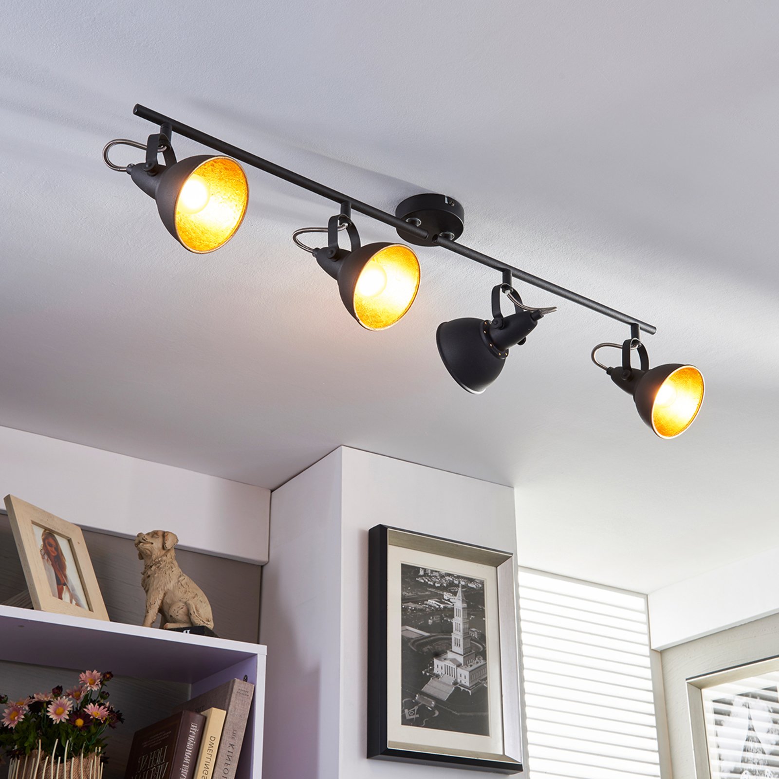 Julin Lampa Sufitowa Black/Gold - Lindby