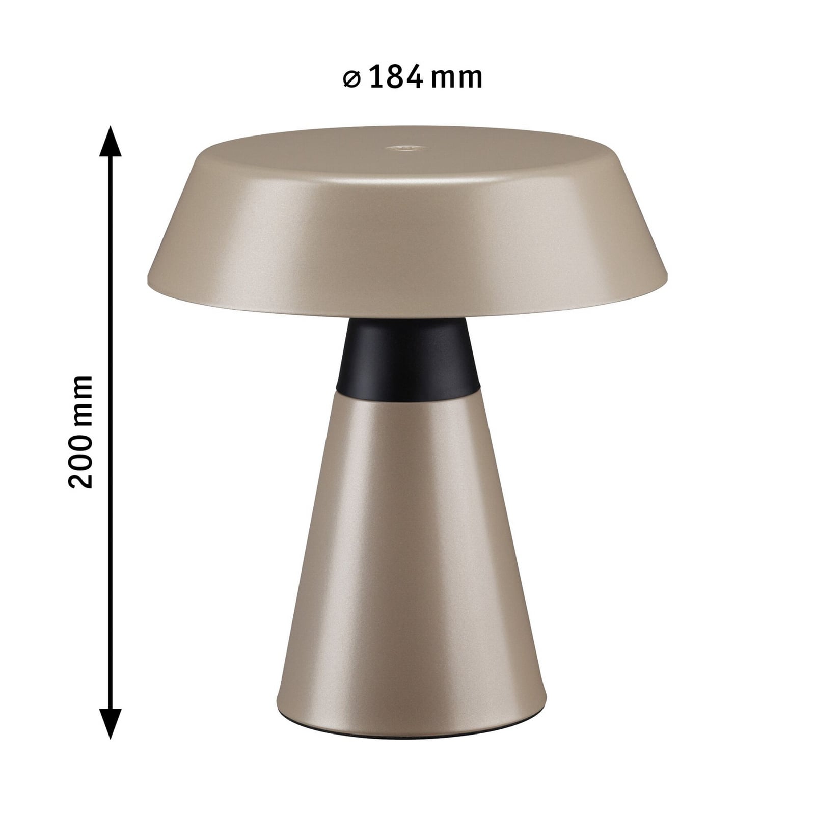 Candeeiro de mesa LED recarregável Paulmann Lirox, bege/preto, 20 cm, IP44