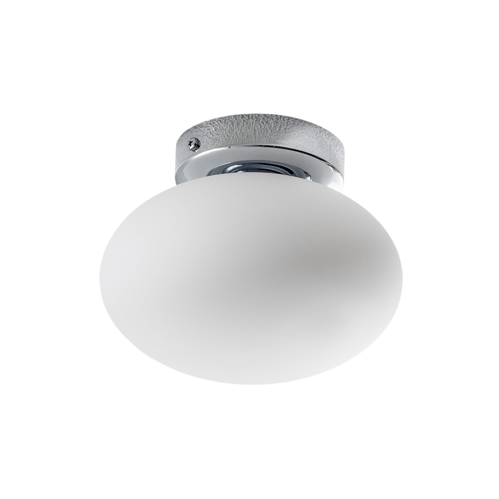 Taklampa Ufo, krom/vit, Ø 18 cm, glas, G9