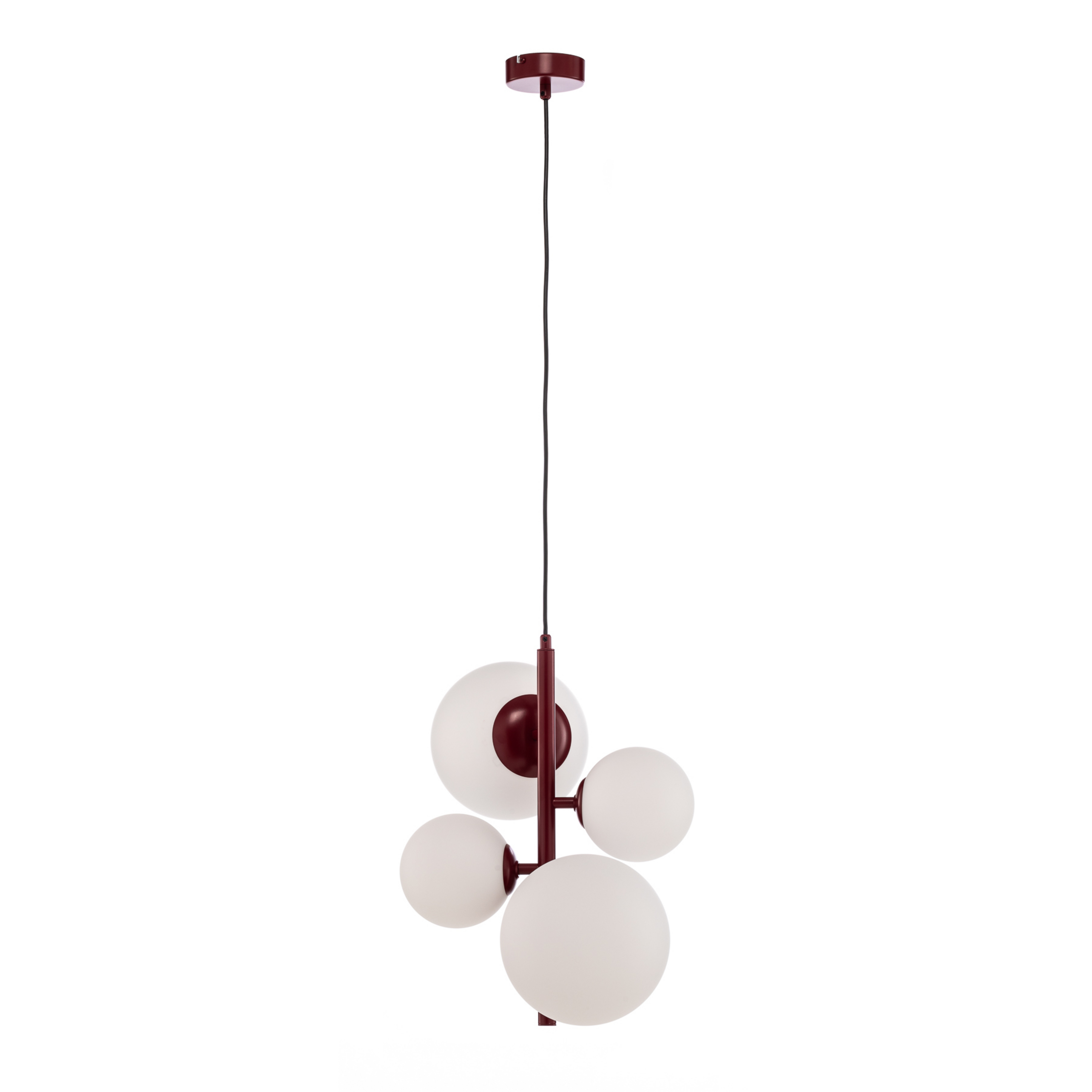 Joel hanglamp, wijnrood/wit, 4-lamps - ALDEX