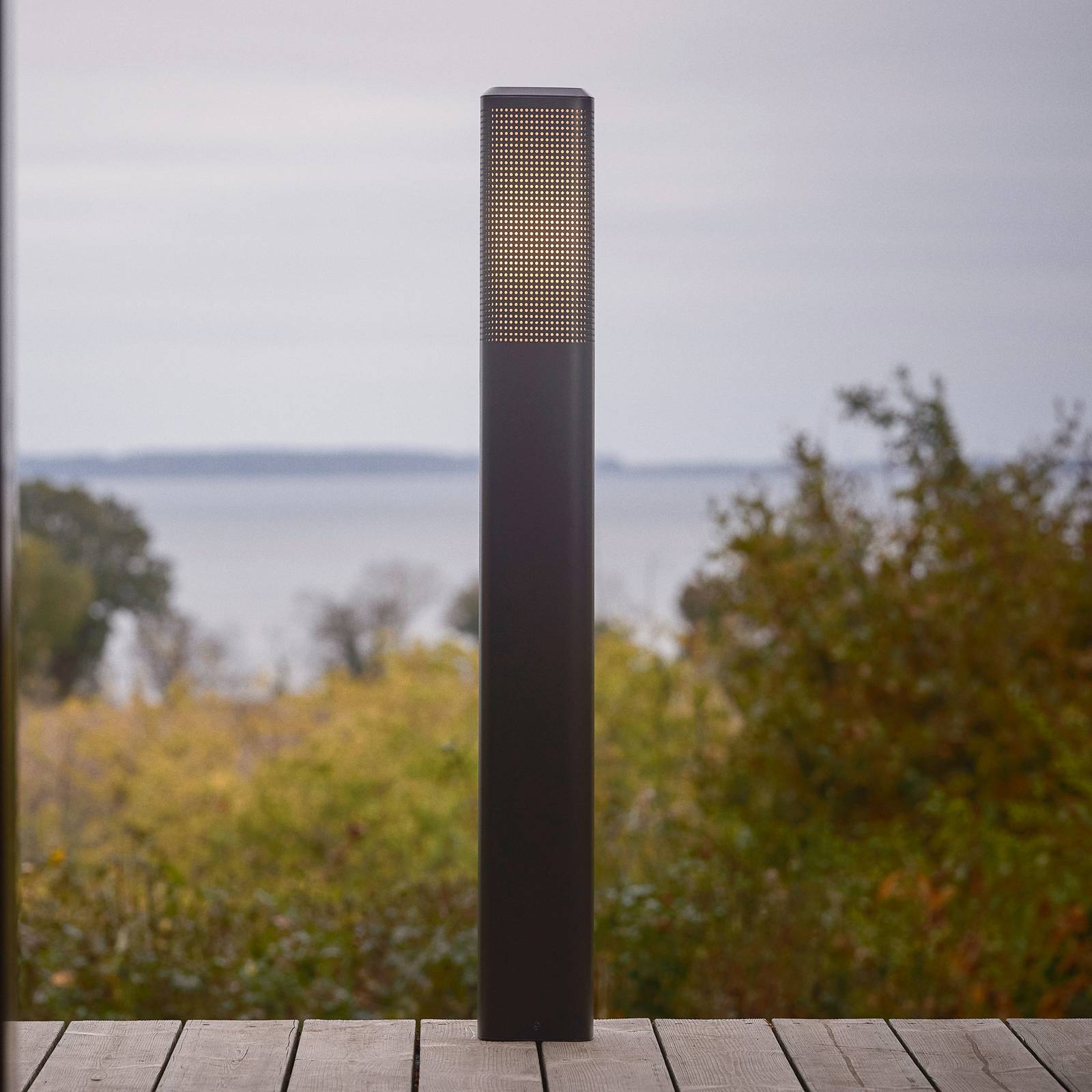 Nordlux Bornes lumineuses Sidara 95 Seaside, noire, aluminium, IP44, E27