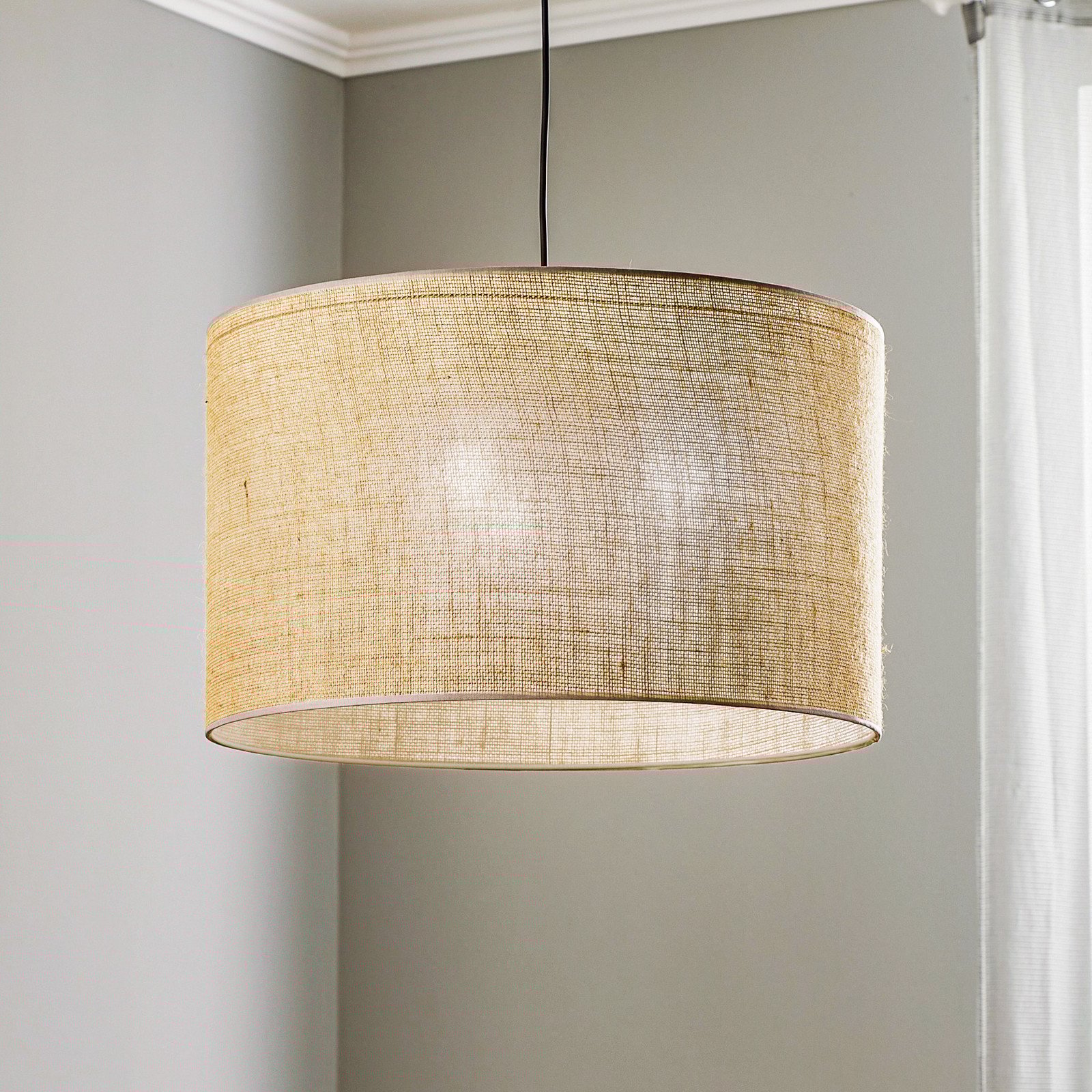 TK Lighting Lampă suspendată Juta 1 bec Ø 50 cm - Camera de zi / sufragerie - maro negru - Țesătură / Textil