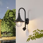 Lindby āra sienas lampa Daphne, melna, sensors, metāls, E27