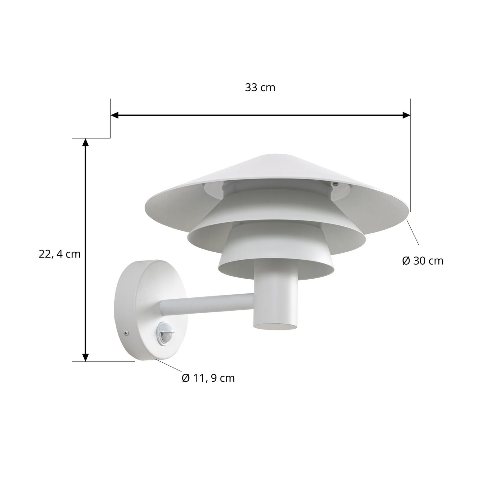 Montaro LED-Außenwandleuchte, IP54, weiß, Sensor, Aluminium - Lucande