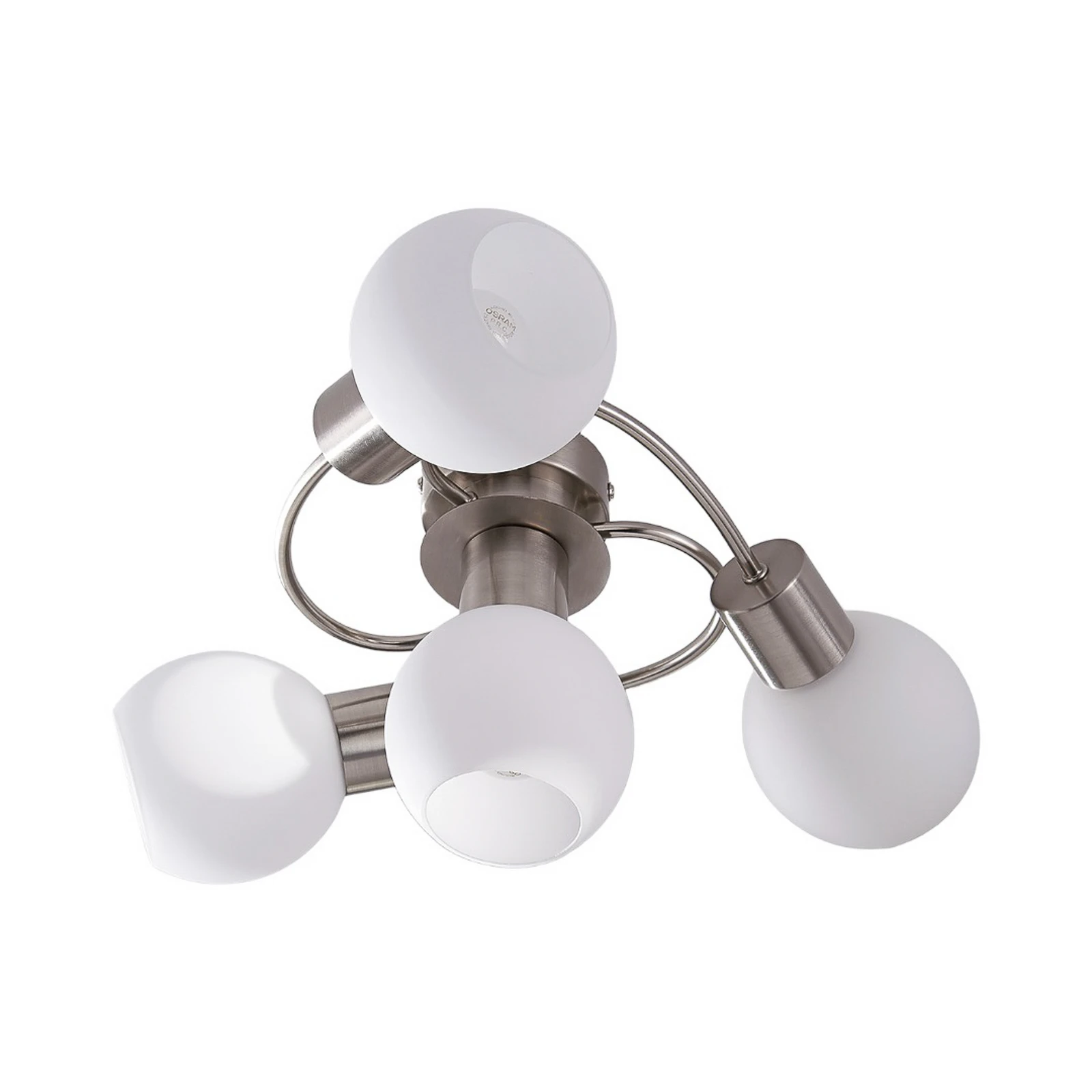 Lindby plafonnier Ciala, 43 cm, à 4 lampes, couleur nickel, verre