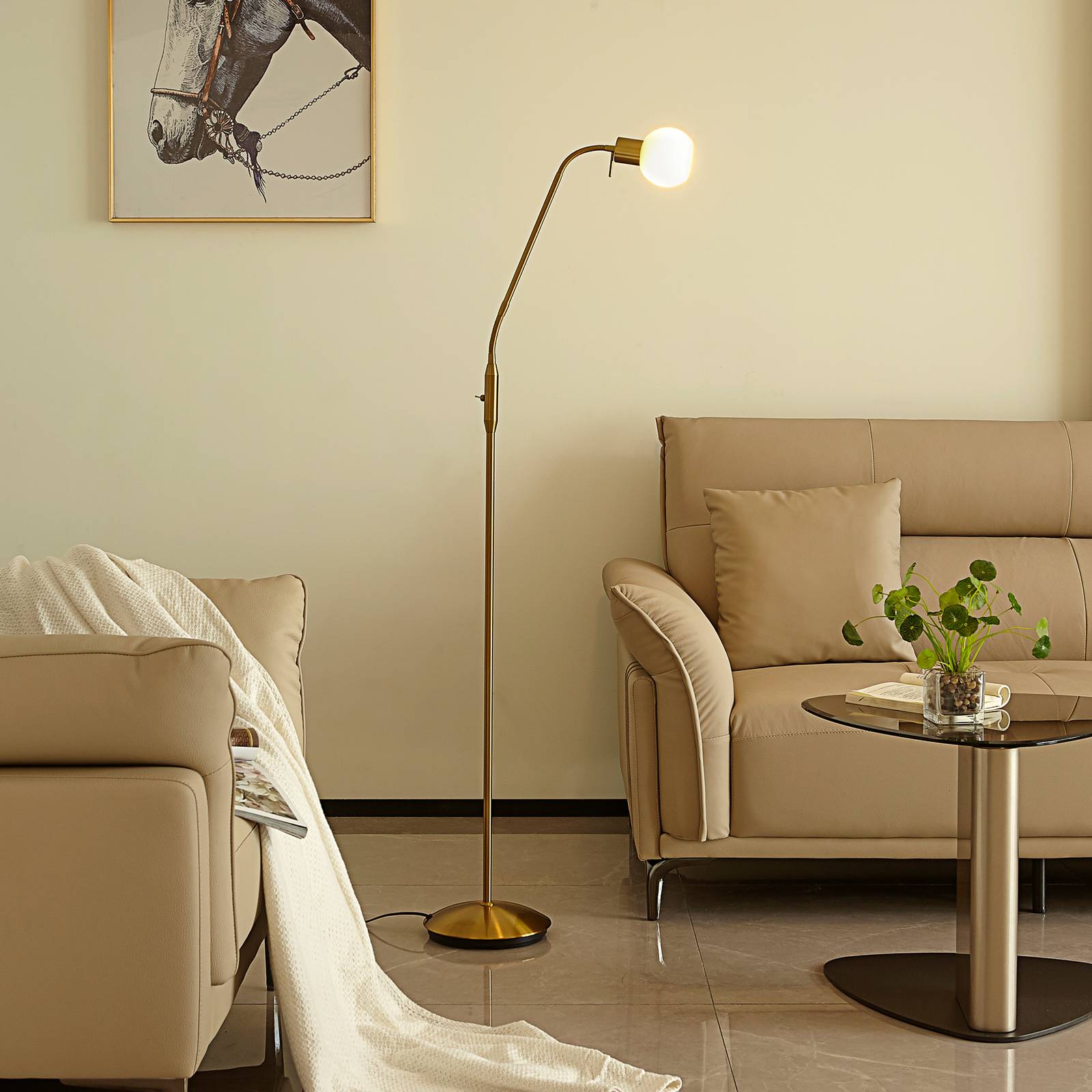 Photos - Chandelier / Lamp Lindby Elaina floor lamp, 1-bulb, brass 