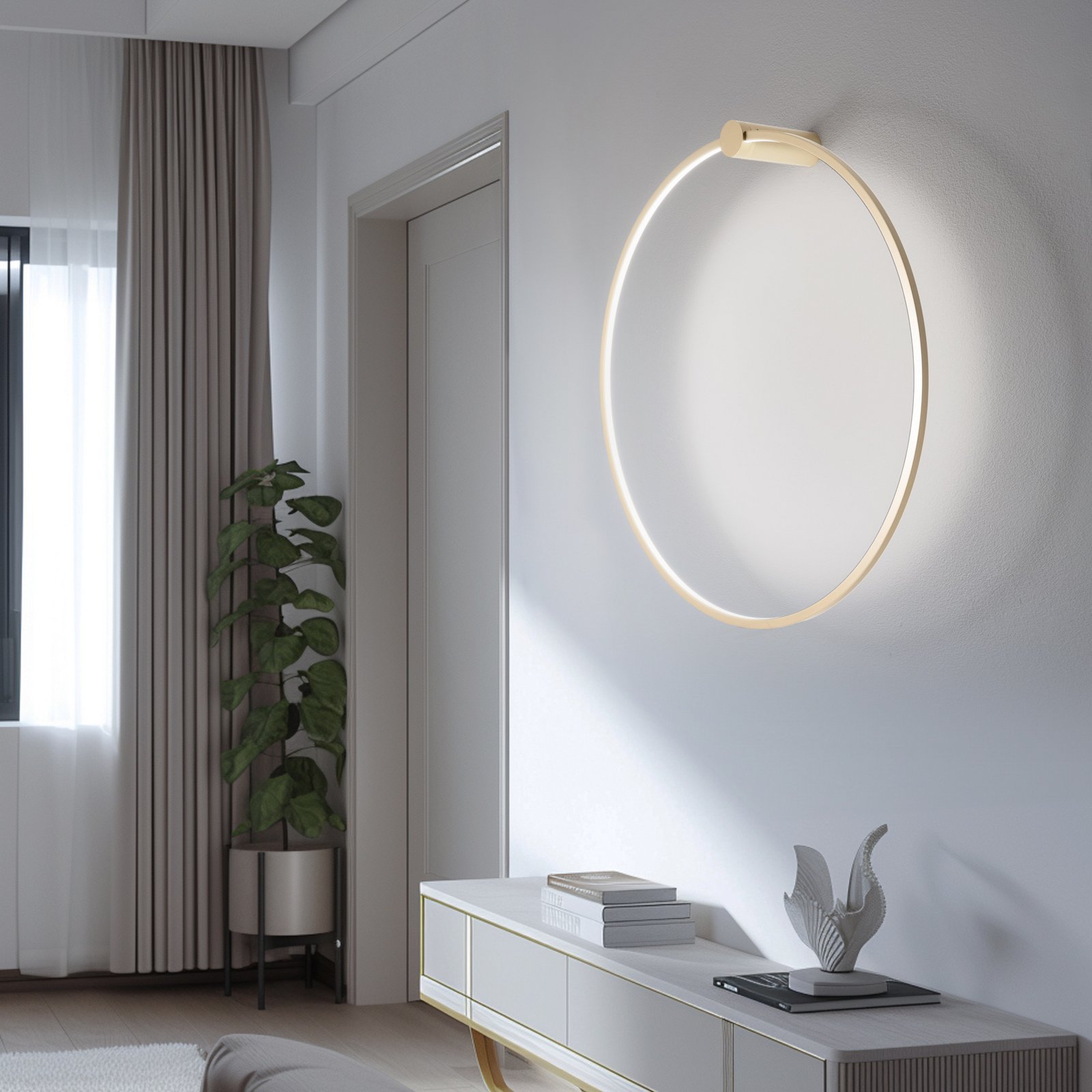 LED-seinävalaisin Saturno, kulta, Ø 80 cm, metalli, 4 000 K