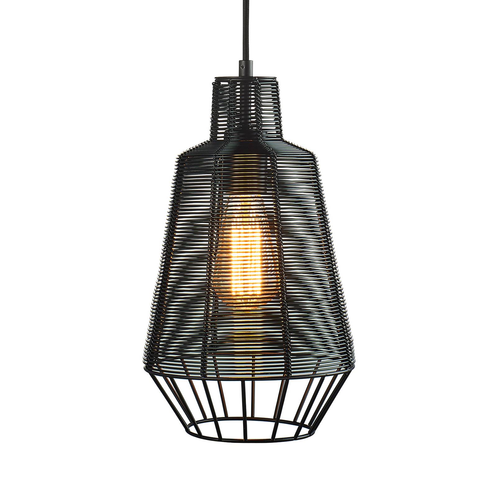 Lucande Tinko kooi-hanglamp, zwart, 20 cm