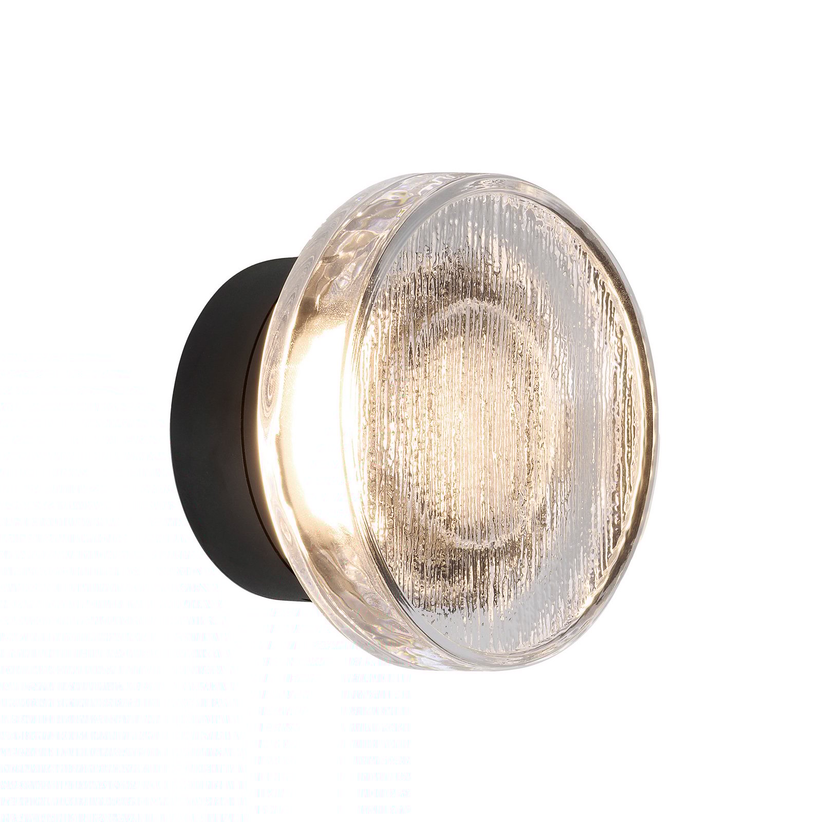MARSET utendørs LED-vegglampe Roc, Ø 17 cm, svart/gjennomsiktig
