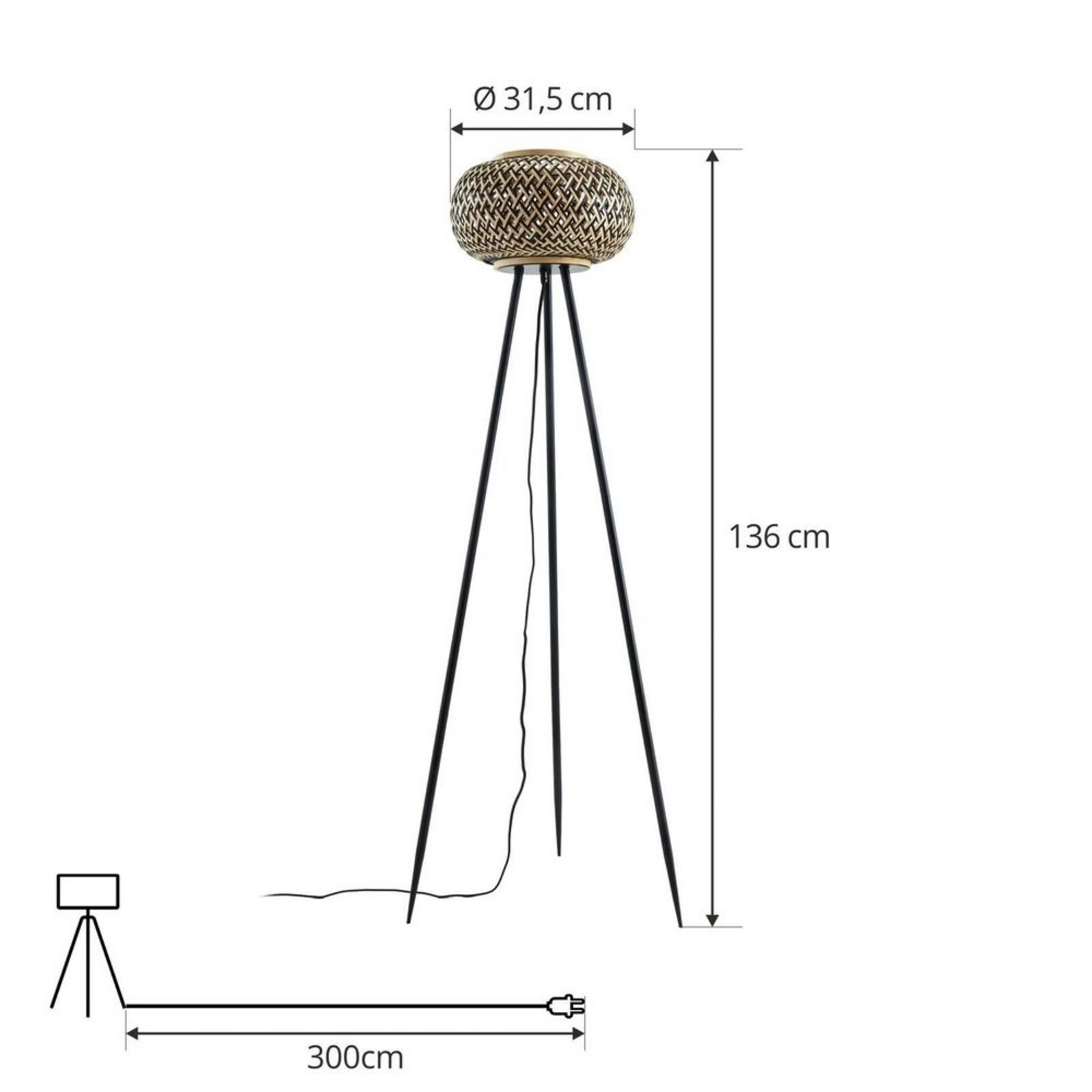 Nerys Floor Lamp Black/Wood - Lindby