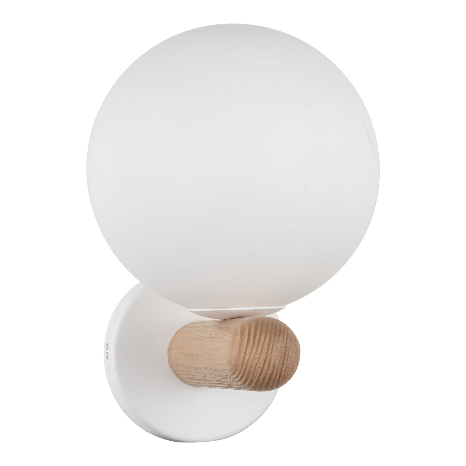 Wandleuchte Estera, weiß/holzfarben, Glas, Ø 12 cm, G9