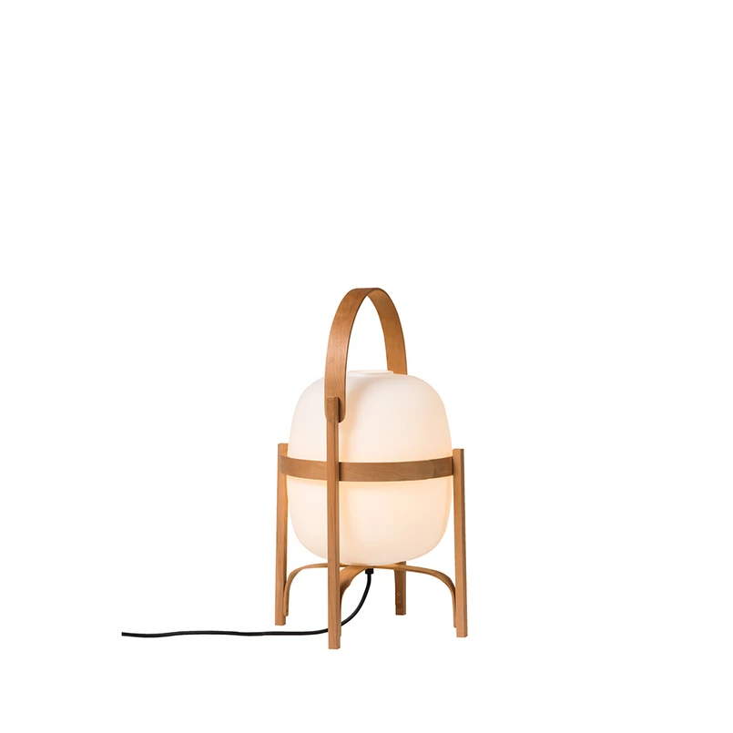 Santa & Cole – Cesta Bordslampa Wood/White Opal Glass