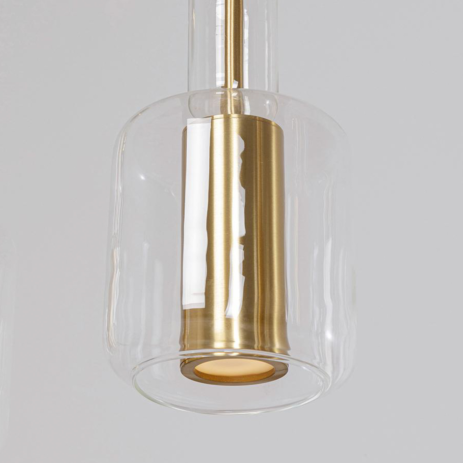 KARE Candy Bar pendant light, gold-coloured, steel, glass, 5-bulb.