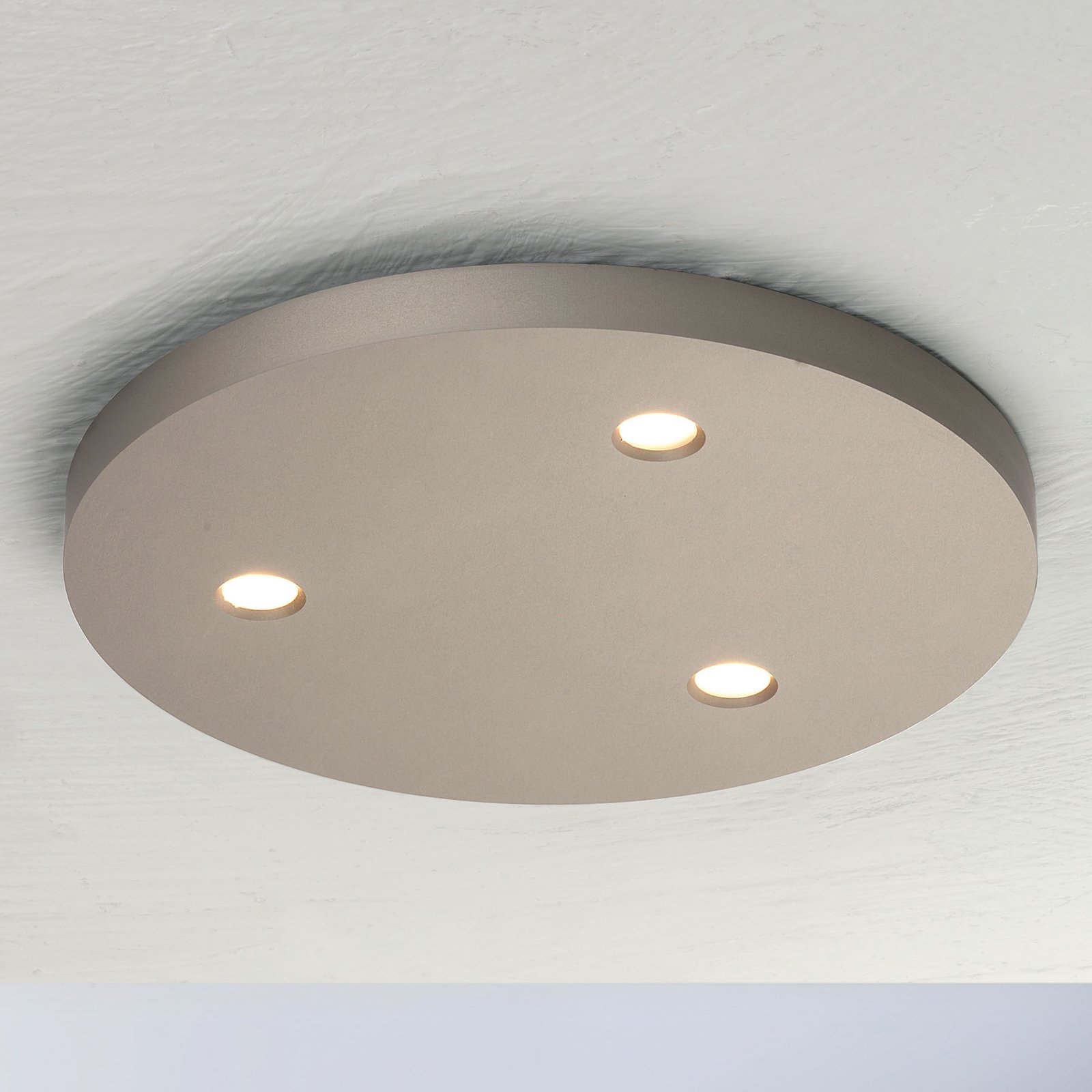 BOPP Bopp Close LED ceiling lamp 3-bulb round taupe, for Living / Dining Room, aluminium, 7 W, energy efficiency: A+, H: 1.5 cm