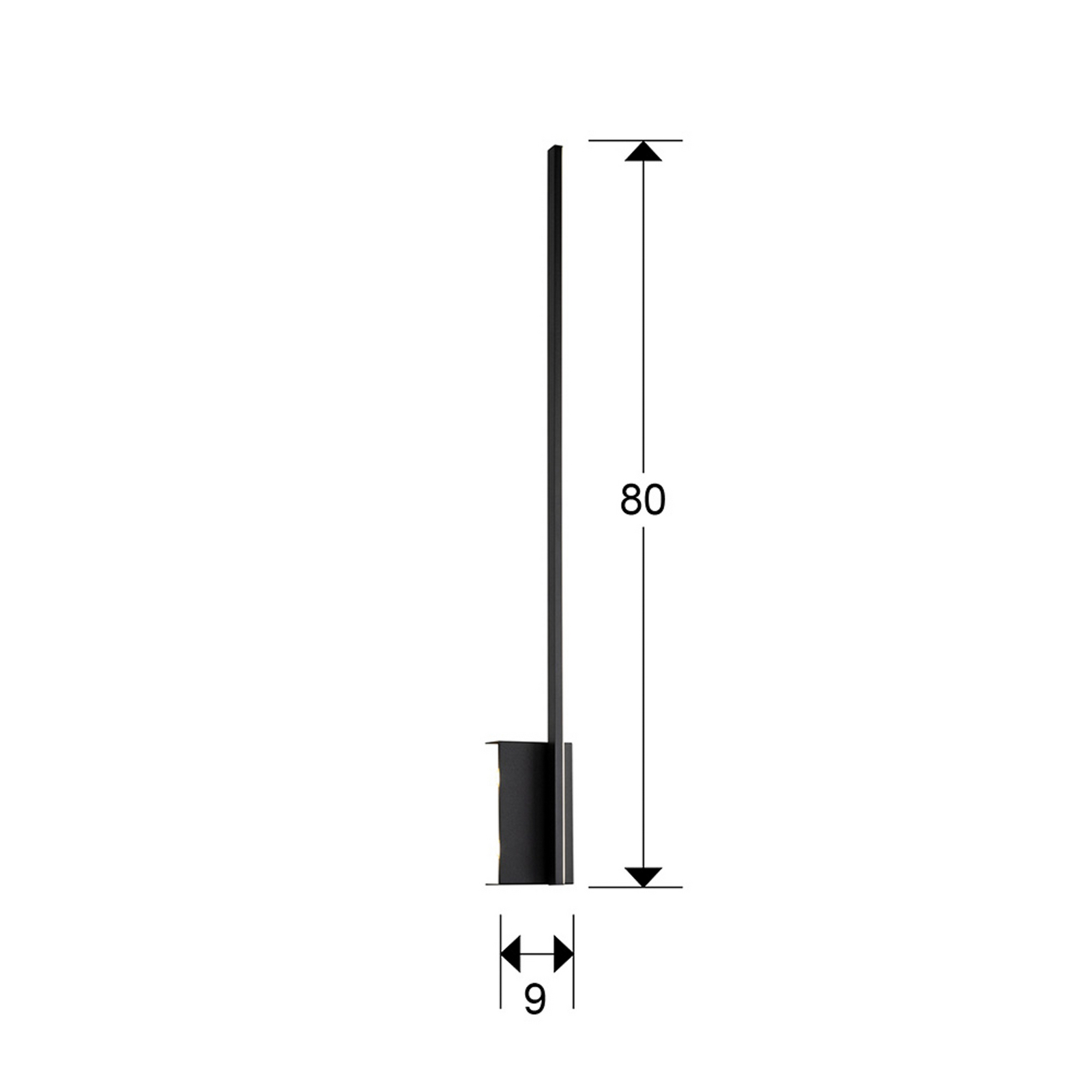 Candeeiro de parede LED Stick, altura 80 cm, preto, metal
