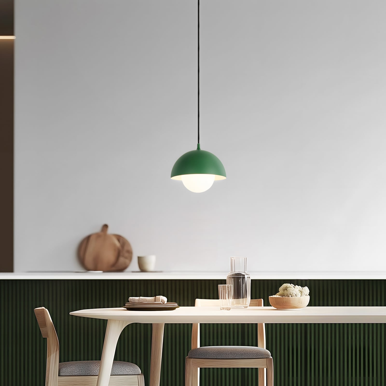 Żyrandol Nola Hide, zielono-biały, Ø 22 cm, aluminium/szkło, E14 Żyrandol Nola Hide, zielono-biały, Ø 22 cm, aluminium/szkło, E14