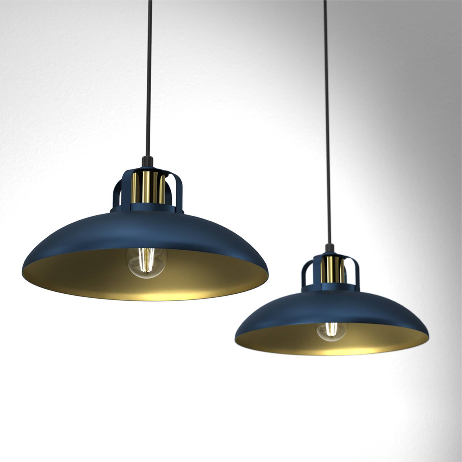 Euluna Hanglamp - Woon-/ Eetkamer - dimbaar - Industrieel design - blauw - metaal