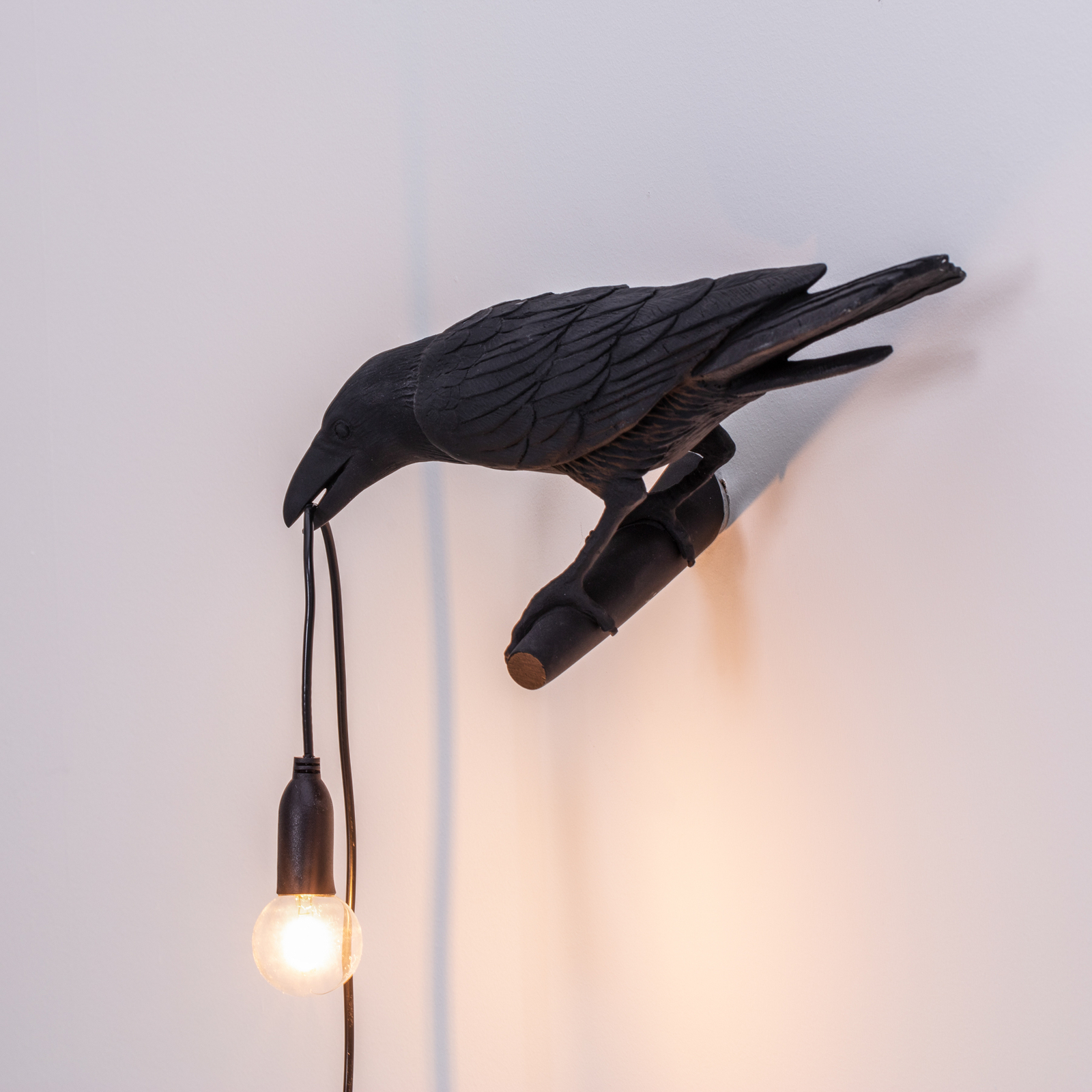 SELETTI Bird Lamp Candeeiro de parede decorativo LED, preto esquerdo
