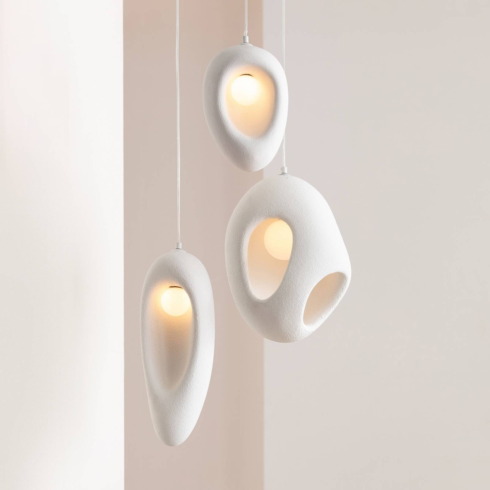 KARE Hängeleuchte Soul Dining, weiß, Gips, 53 cm, G9 günstig online kaufen