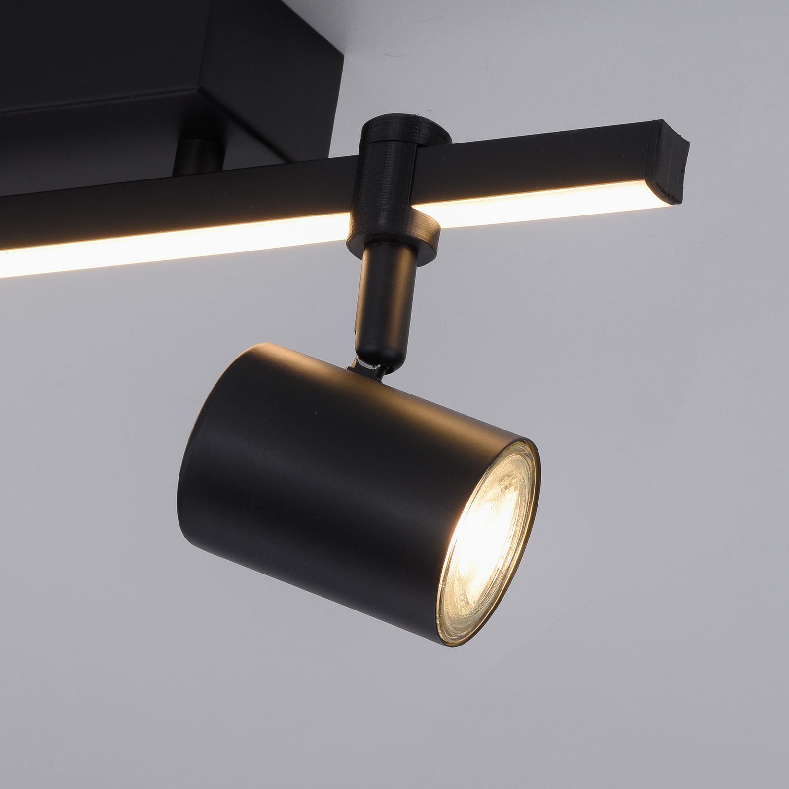 LED прожектор за таван Barik, черен, с две светлини