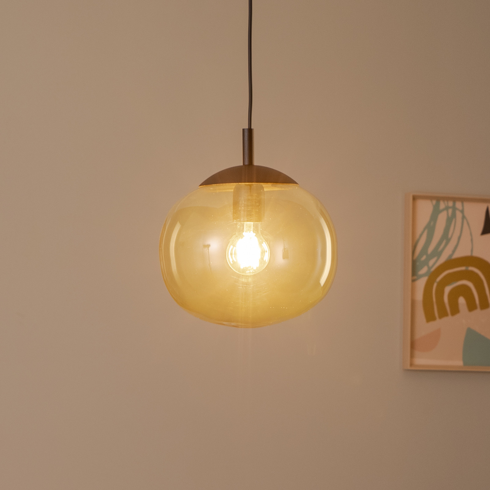 TK Lighting Lampă suspendată Vibe sticlă maro-transparentă Ø 25 cm - Camera de zi / sufragerie - modern - maro-transparent negru