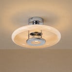 Lindby loftlampe Branford, retro, Ø 35 cm, beige, metal