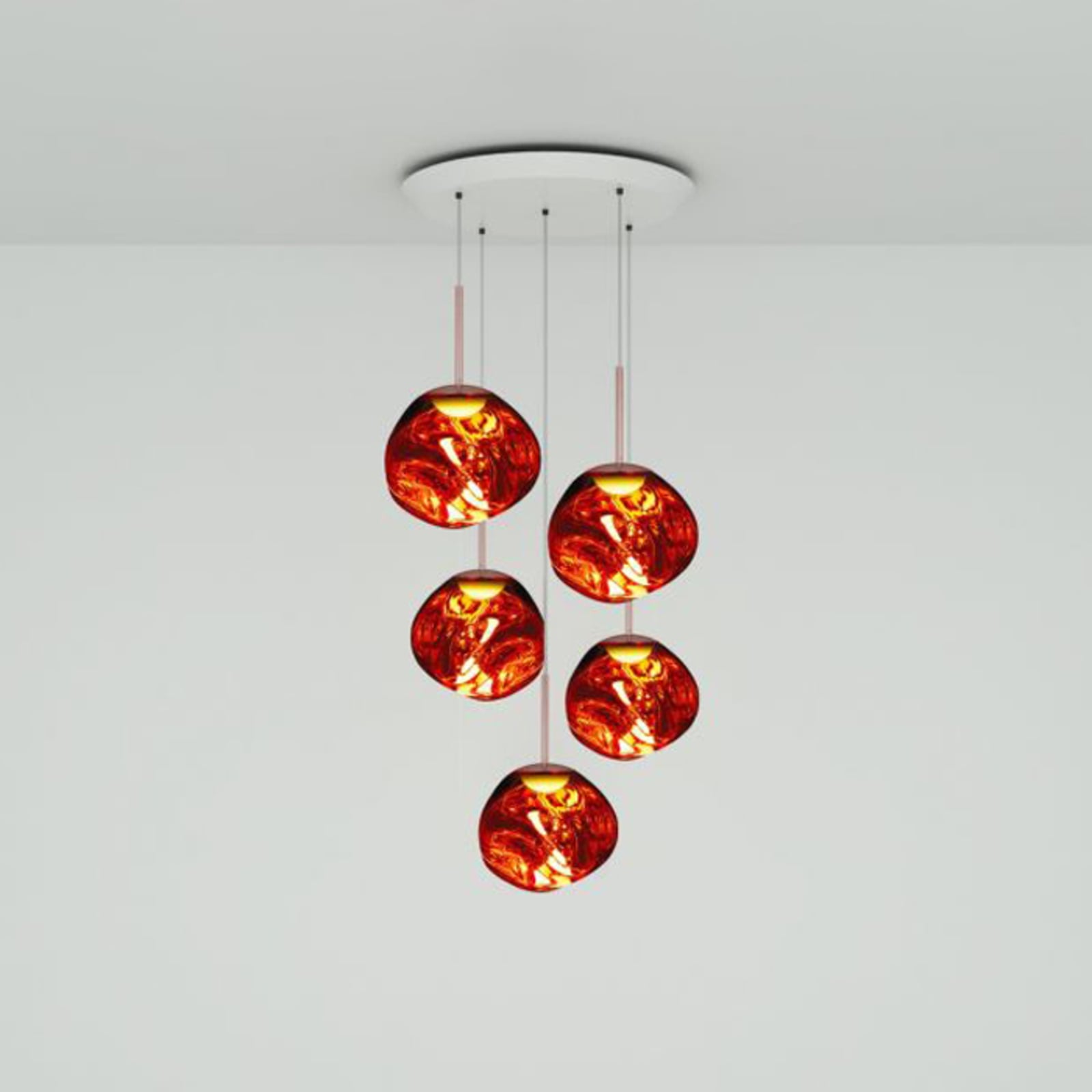Lampada a sospensione Melt Mini Round, rame, a 5 luci - Tom Dixon