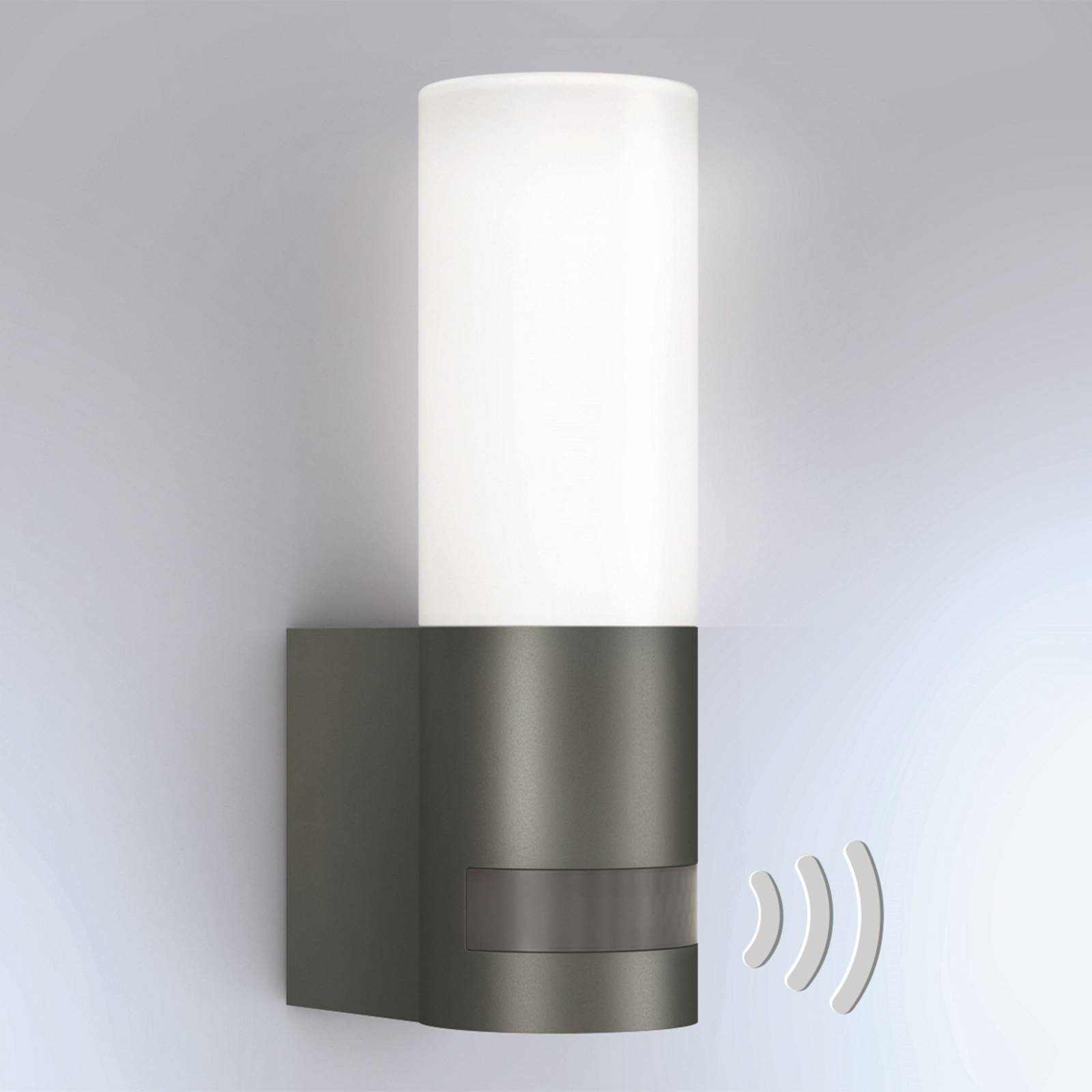 Steinel STEINEL L 605 LED outdoor wall light sensor IP44, aluminium, glass, 9.5 W, energy efficiency: A++, W: 7.7 cm, H: 26 cm