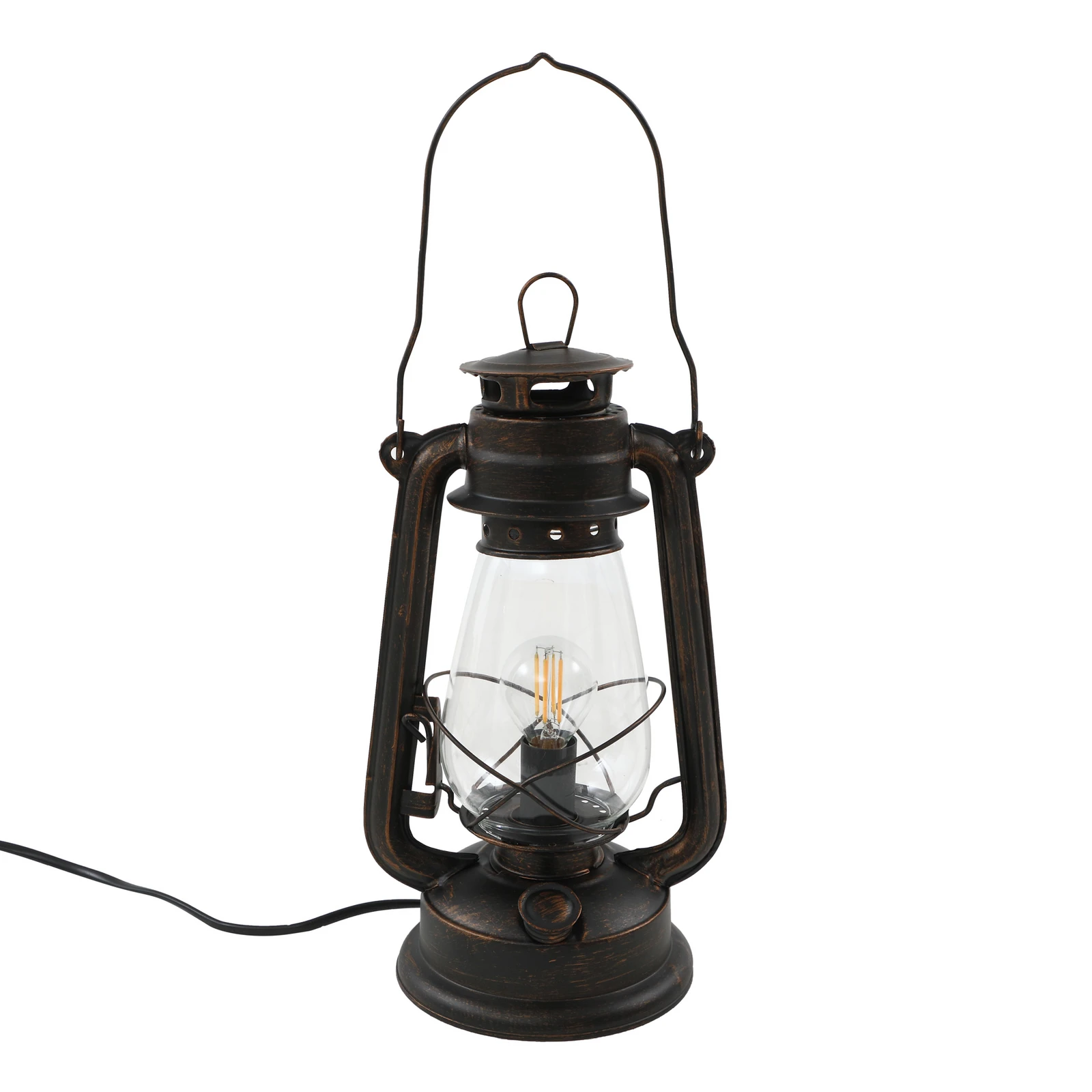 Lindby lampe à poser Raisa, couleur rouille, métal, lanterne, E14