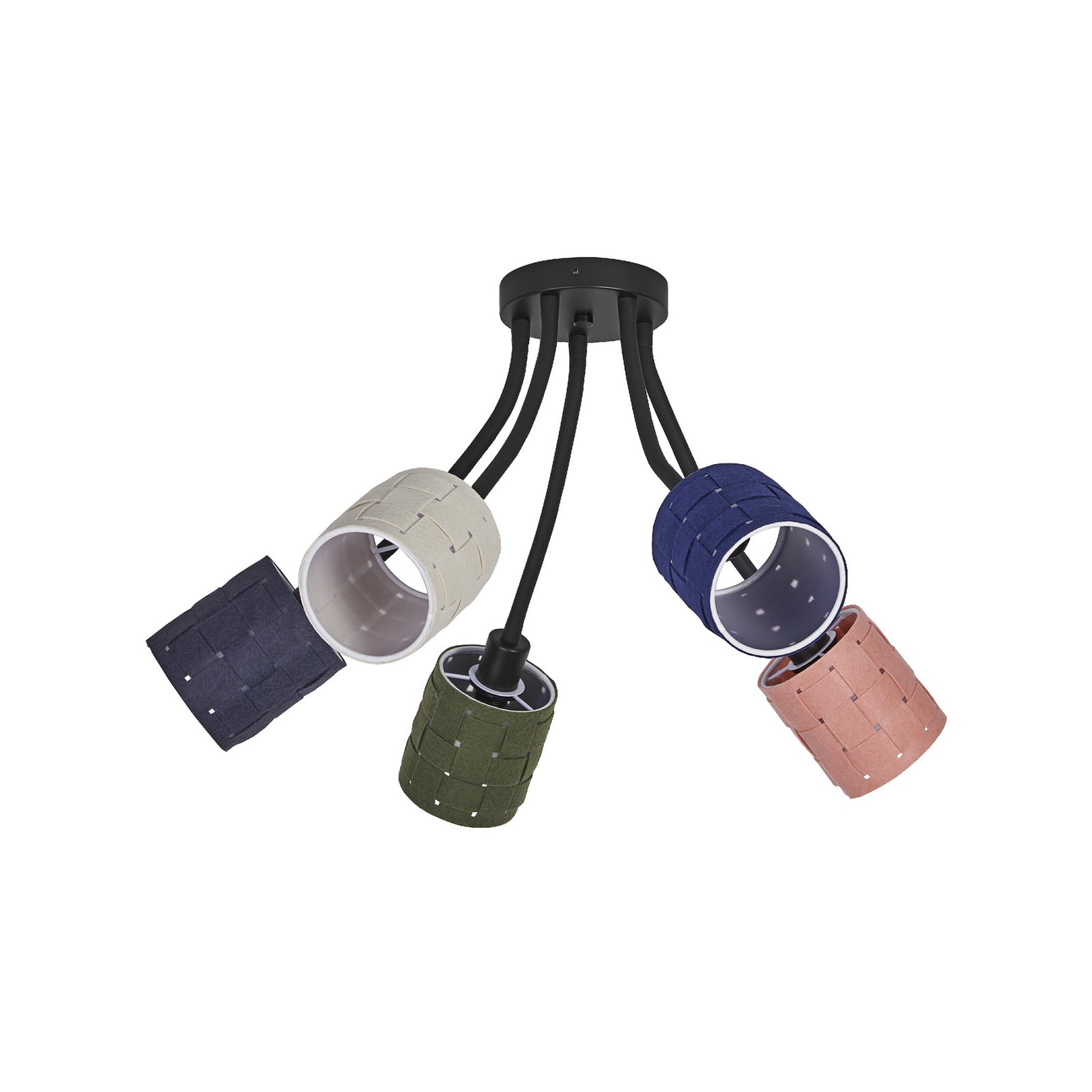 OSRAM Decor Felt Weaving Cans ceiling lamp, colourful, 5-bulb, E14