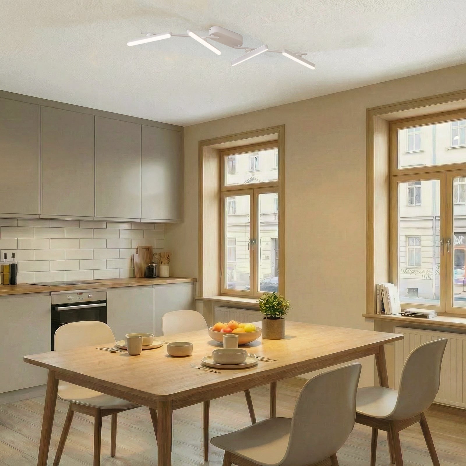 Lindby LED-spotlight Eldrin, hvit, 4 lyskilder, lyslist