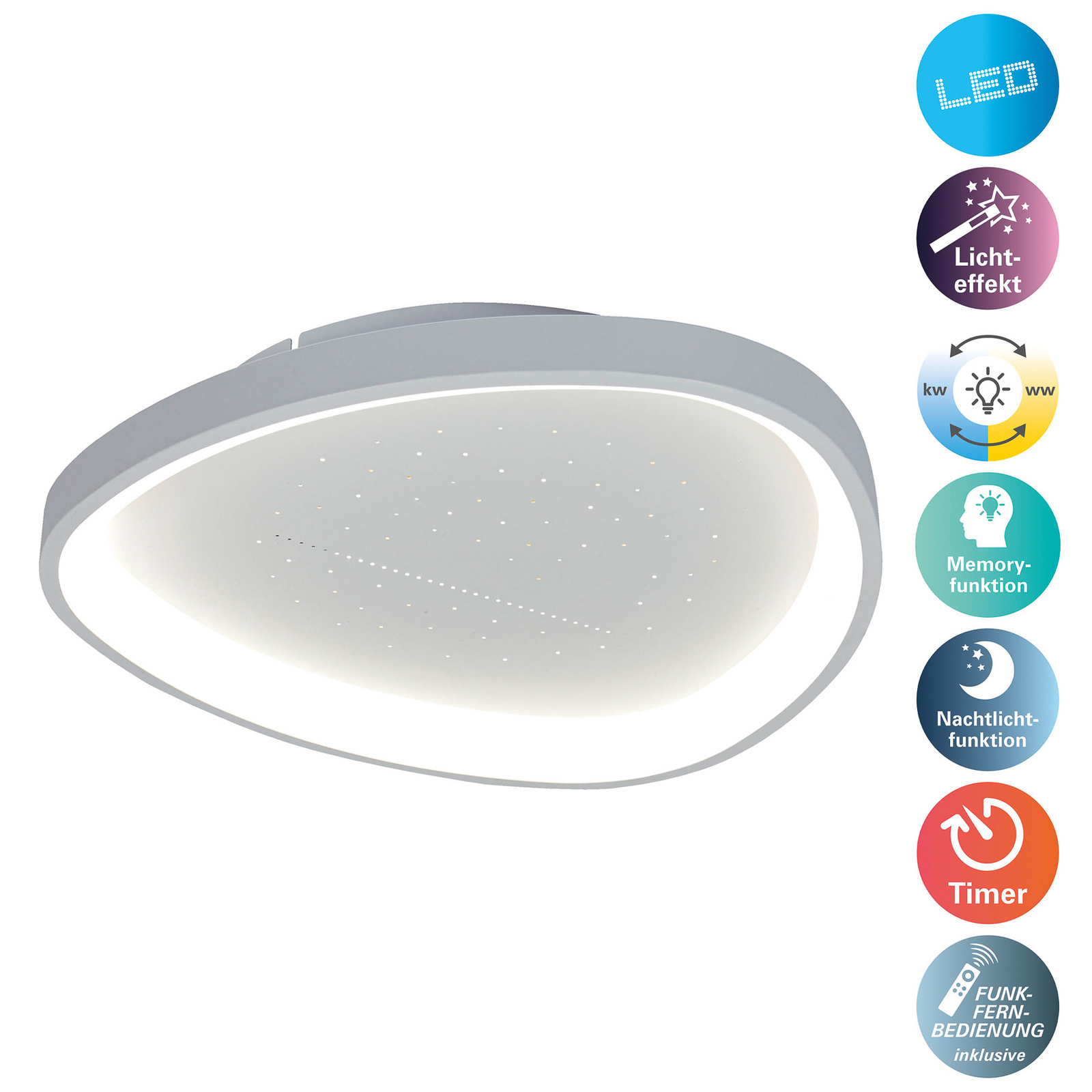Argesa LED ceiling light, Ø 60.5 cm, white, CCT, remote control Argesa LED ceiling light, Ø 60.5 cm, white, CCT, remote control
