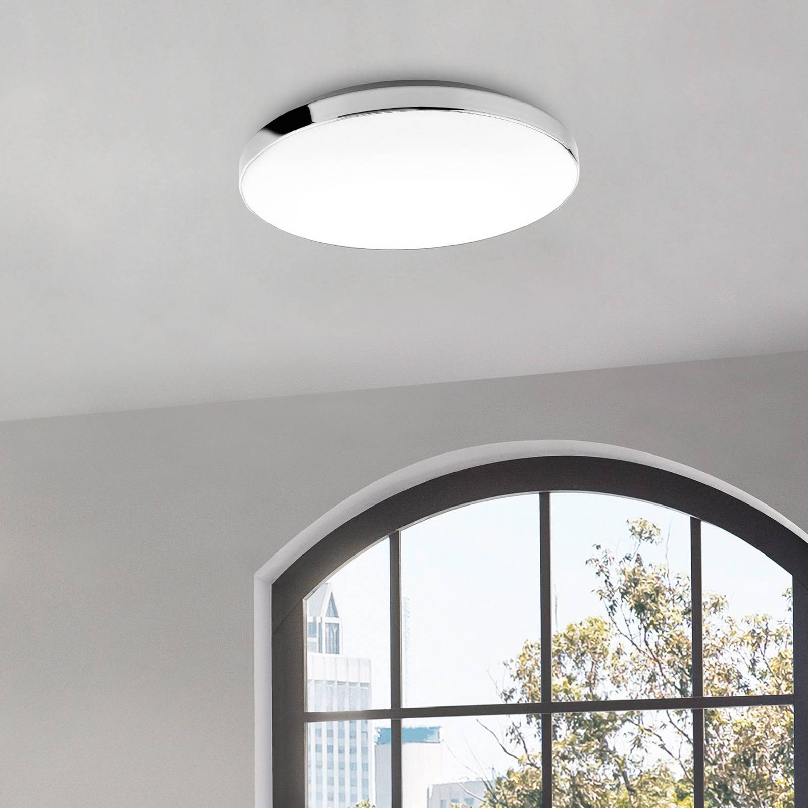  Briloner Briloner Led Ceiling Lamp 3351216 Chrome/white, ø 35.5 Cm, 4,000 K, Ip44 