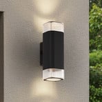 Lindby Außenwandlampe Halvar, schwarz, 24 cm, 2 x GU10, IP65