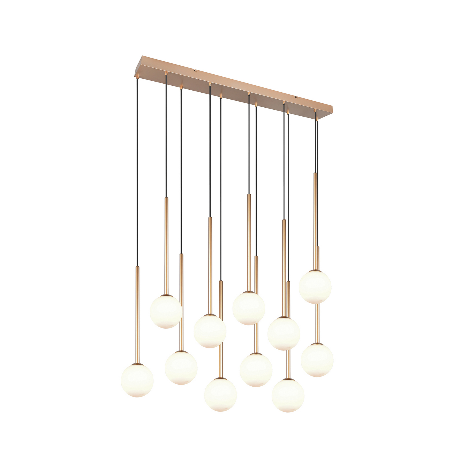 Piekaramā lampa „Firano“, zelta krāsā, garums 129 cm, metāls, 11 spuldzes. Piekaramā lampa „Firano“, zelta krāsā, garums 129 cm, metāls, 11 spuldzes.