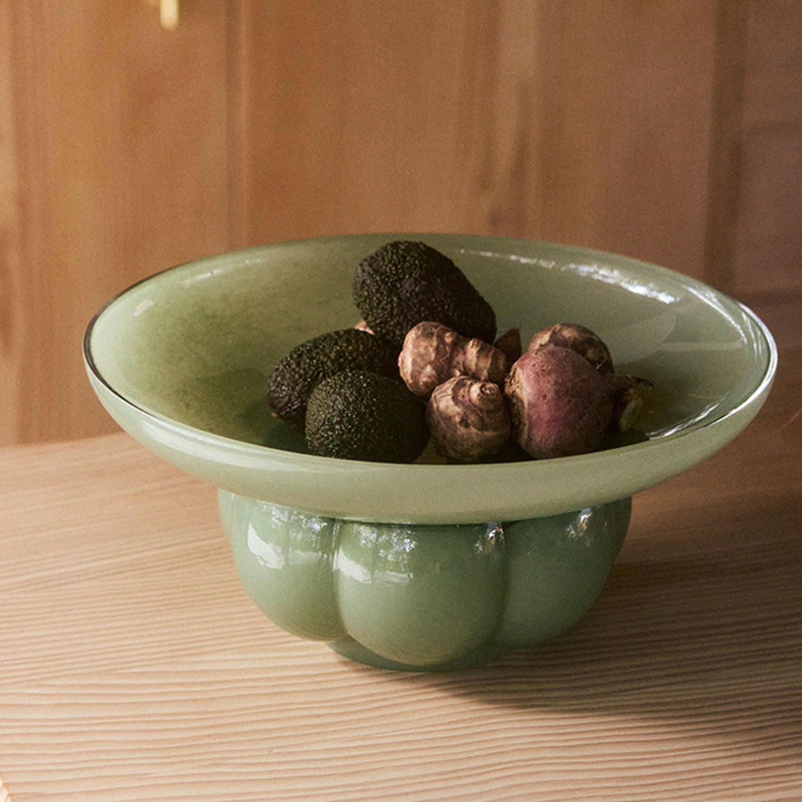 Uva tál, pasztellzöld, üveg, Ø 33 cm - AYTM